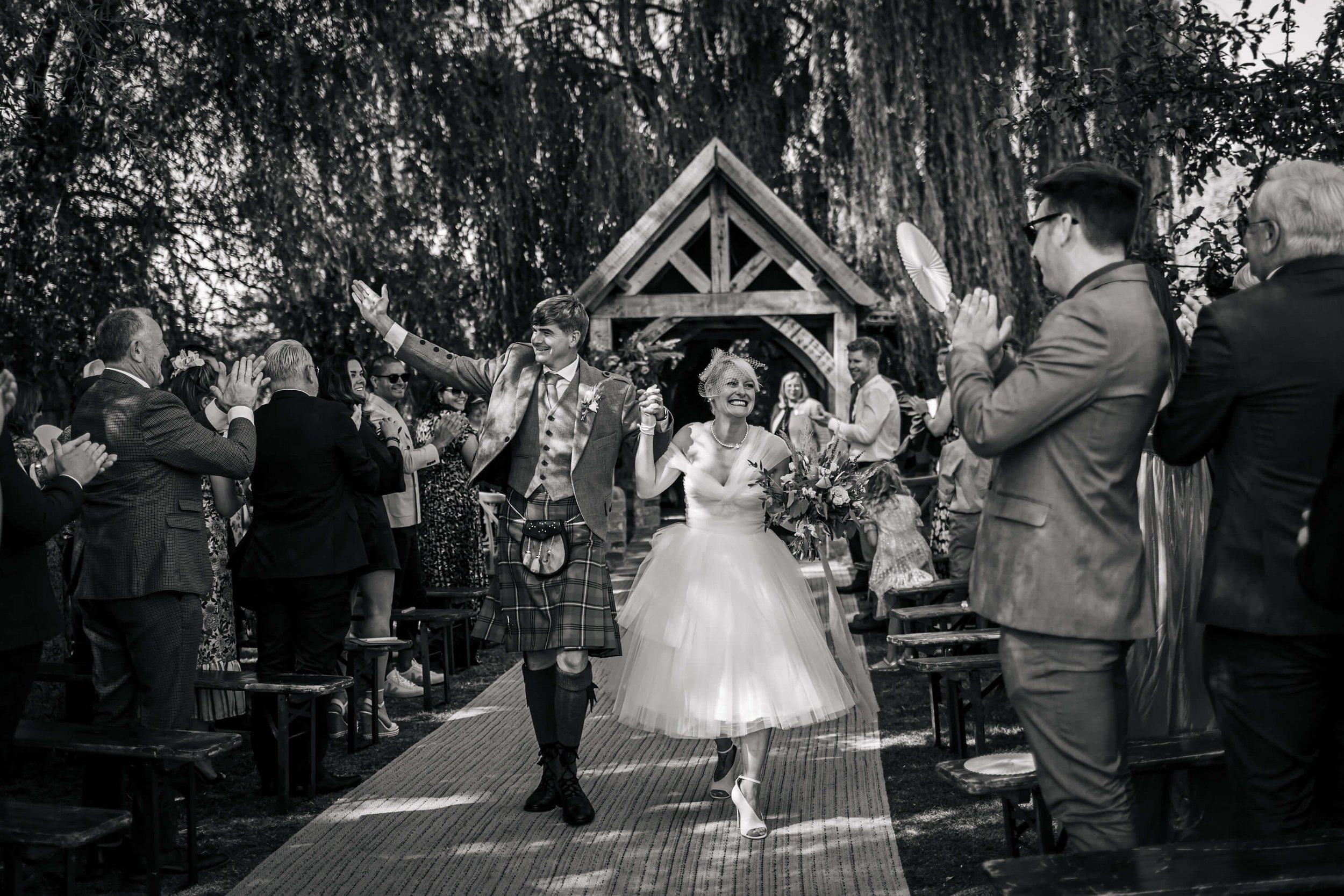 Walking down the aisle at Skipbridge Country Weddings