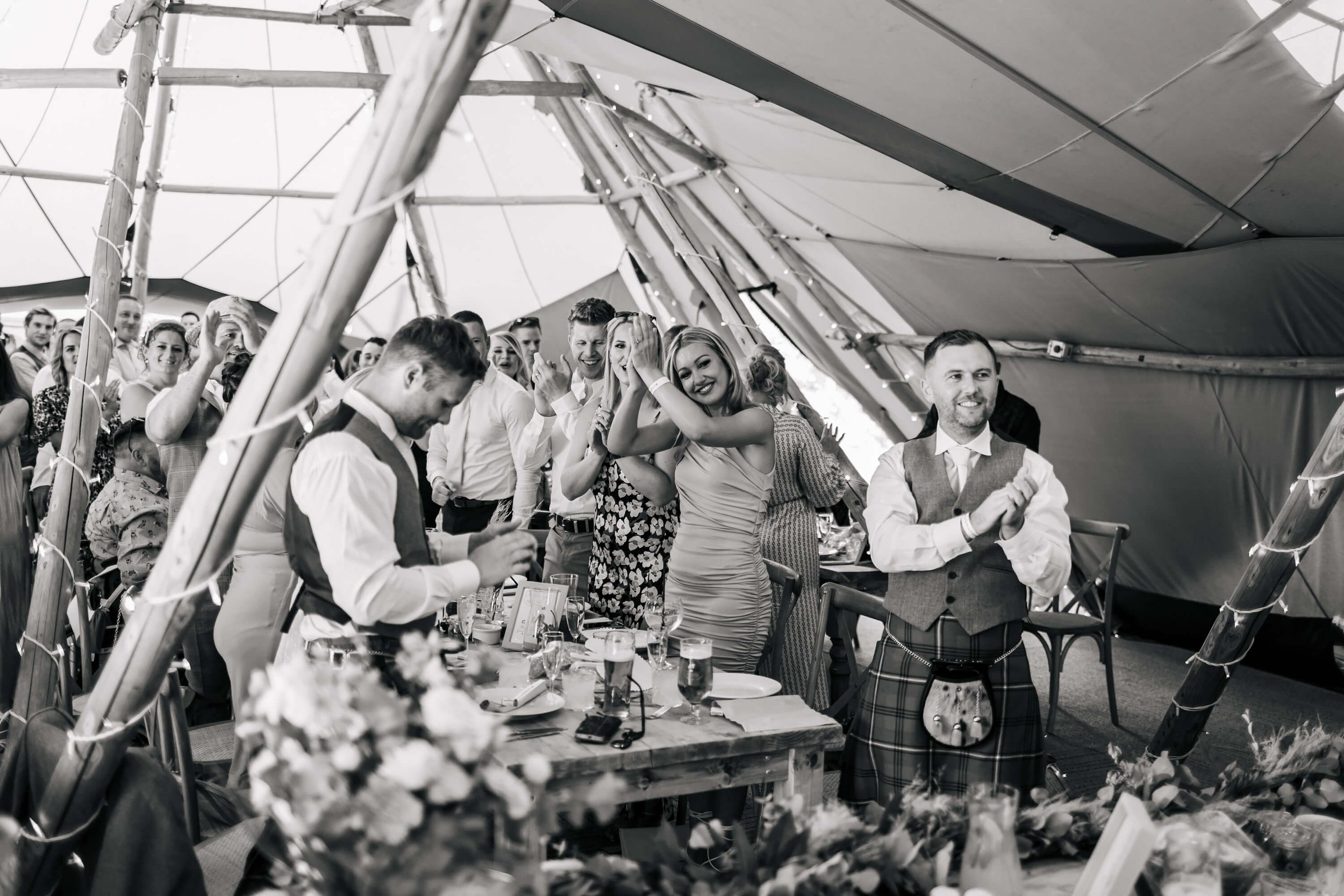 Cheering at a wedding in Yorkshire