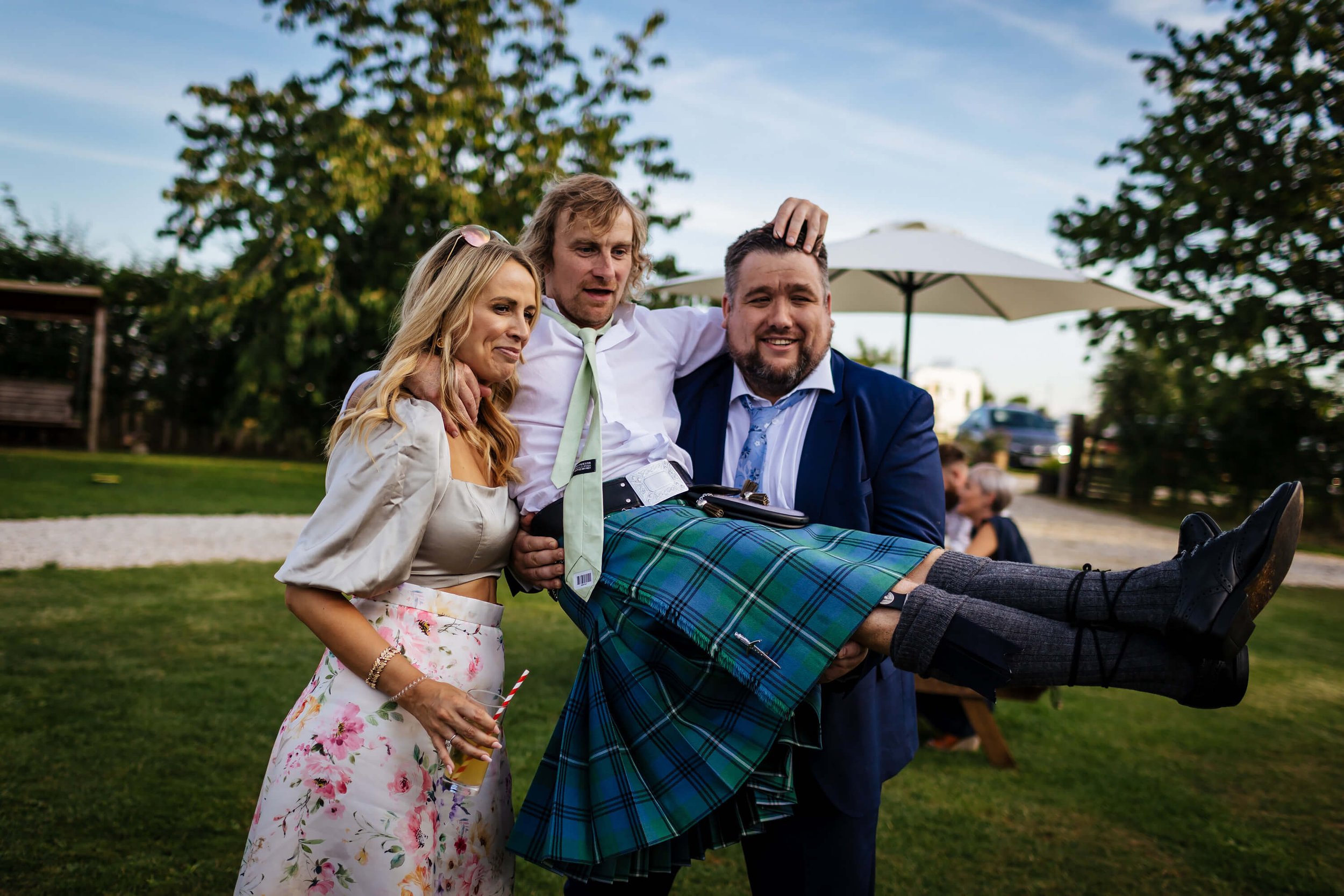 Kilted wedding guest in Yorkshire