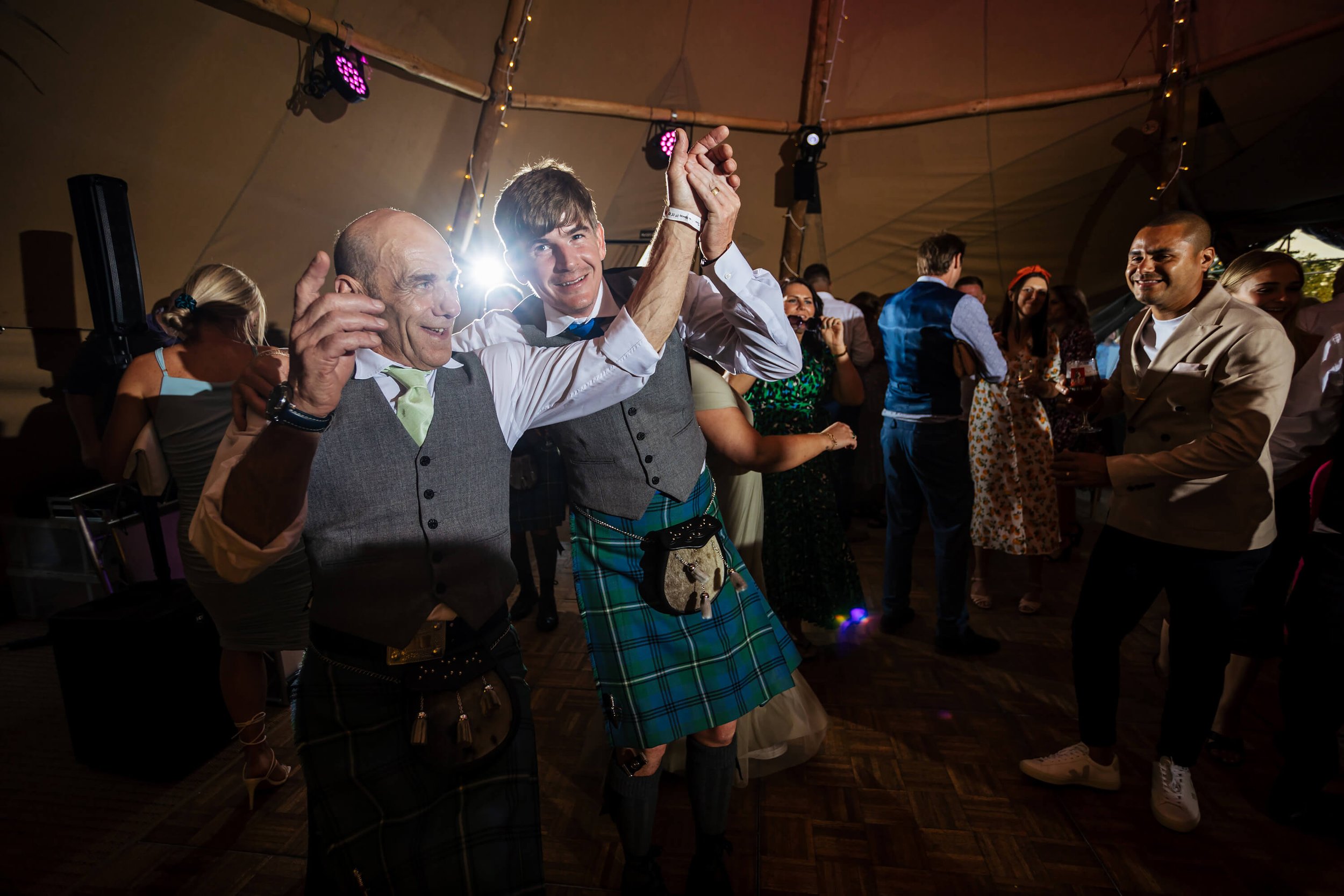 Having fun on the dance floor at a wedding in Yorkshire