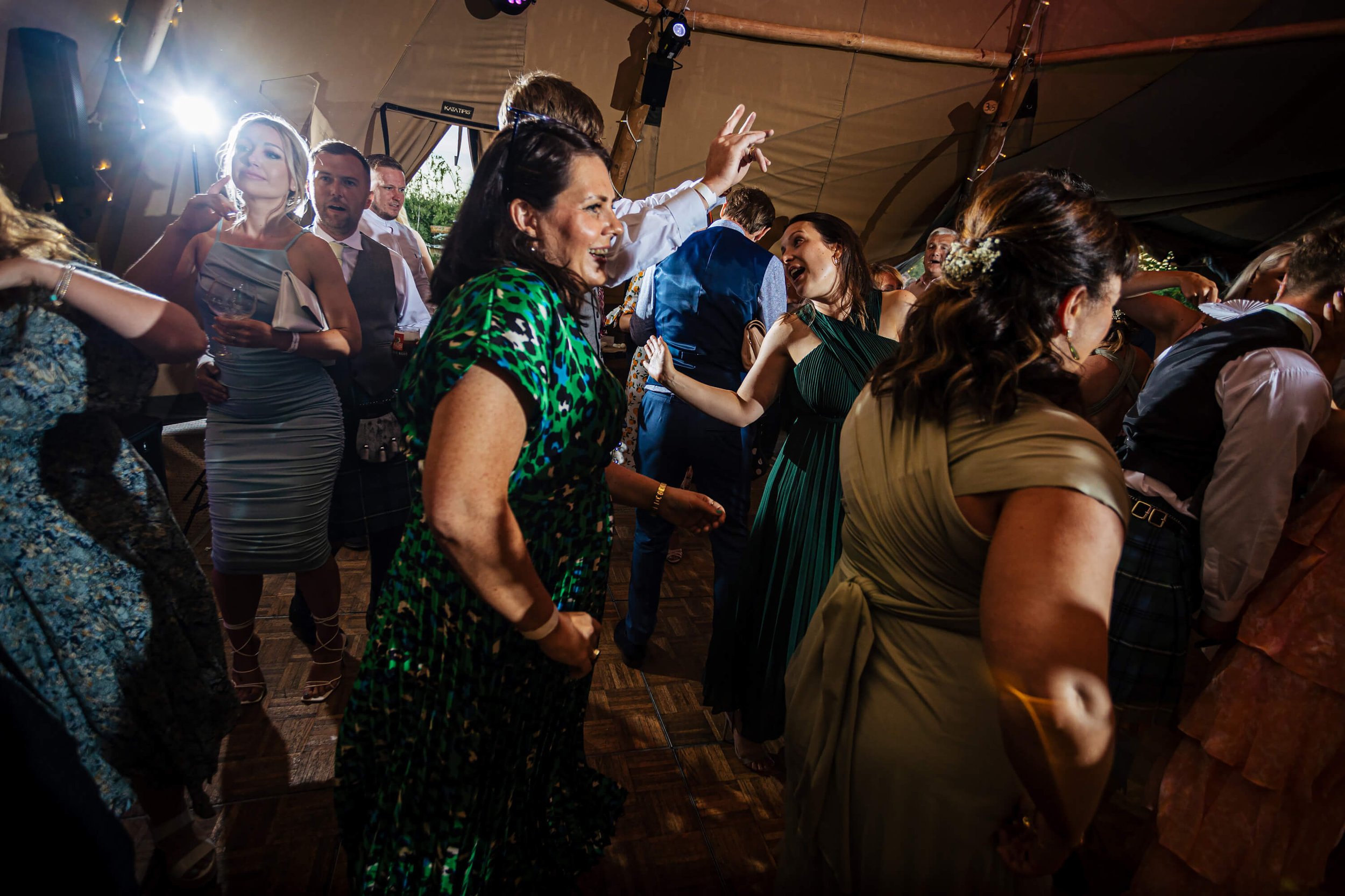 Dance floor fun times at a wedding in Yorkshire