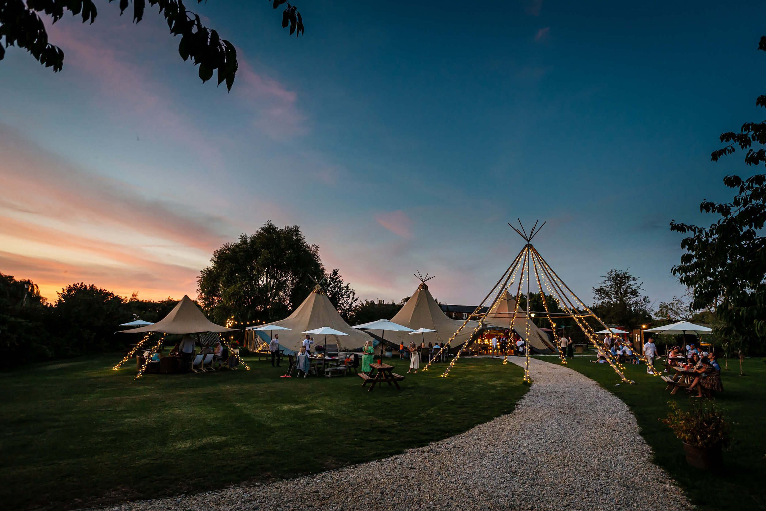 Evening shot of the grounds at Skipbridge Country Weddings