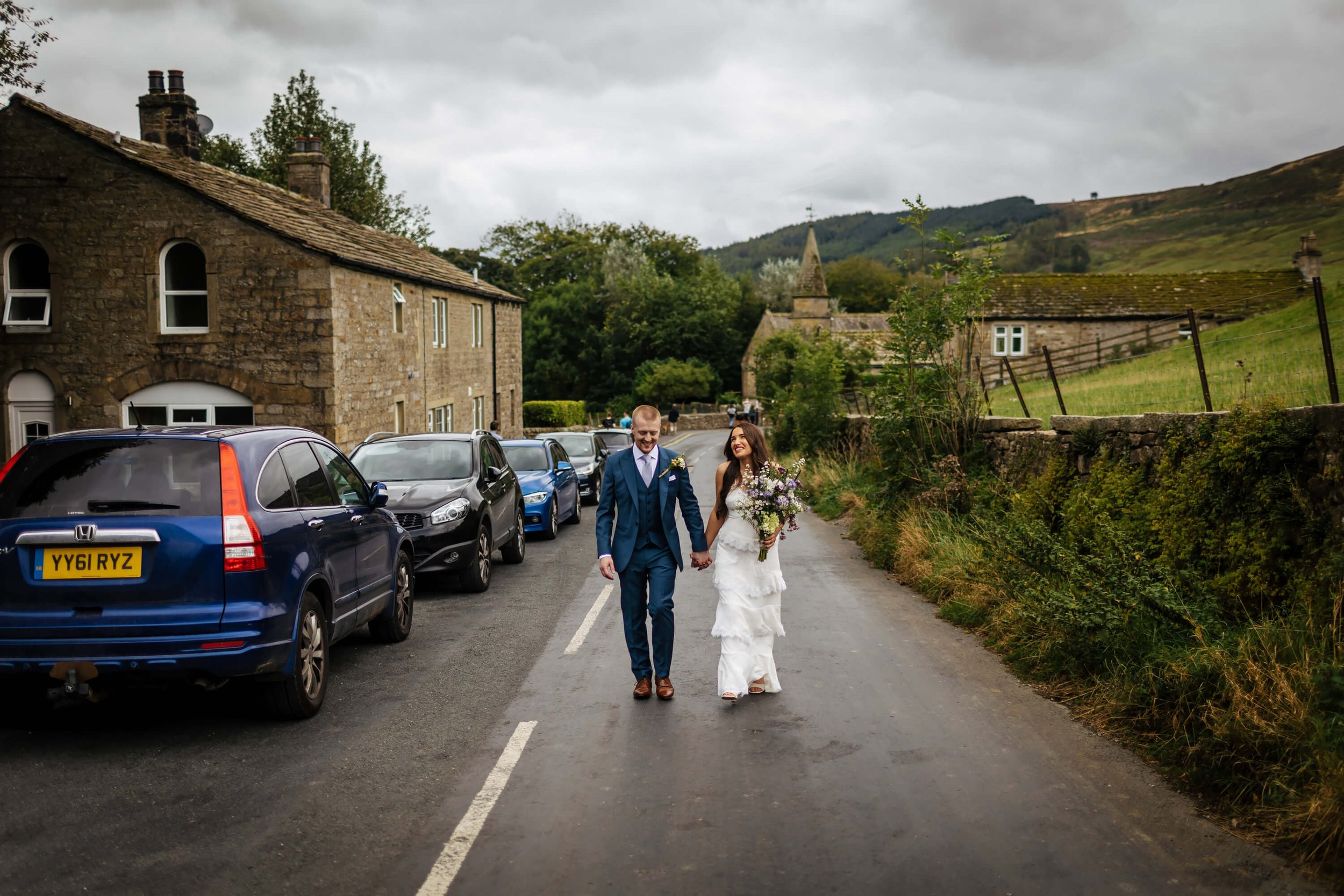Bride and groom at a Yorkshire Dales wedding