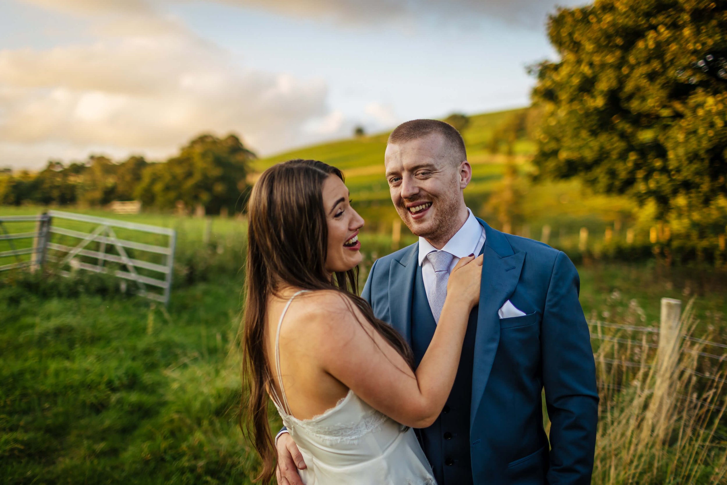 Yorkshire Dales wedding portrait at sunset