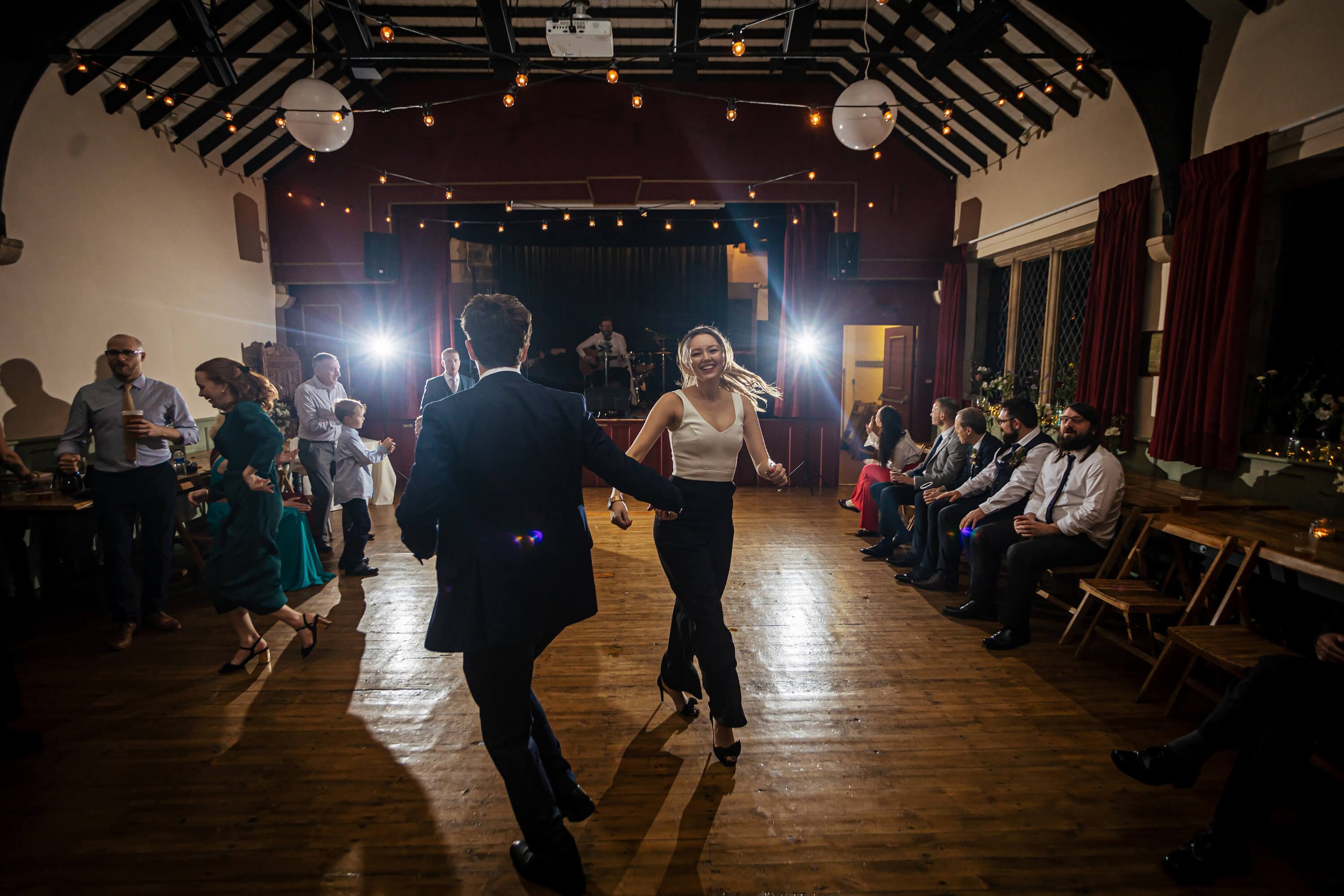 Guests on the dance floor at Burnsall Village Hall