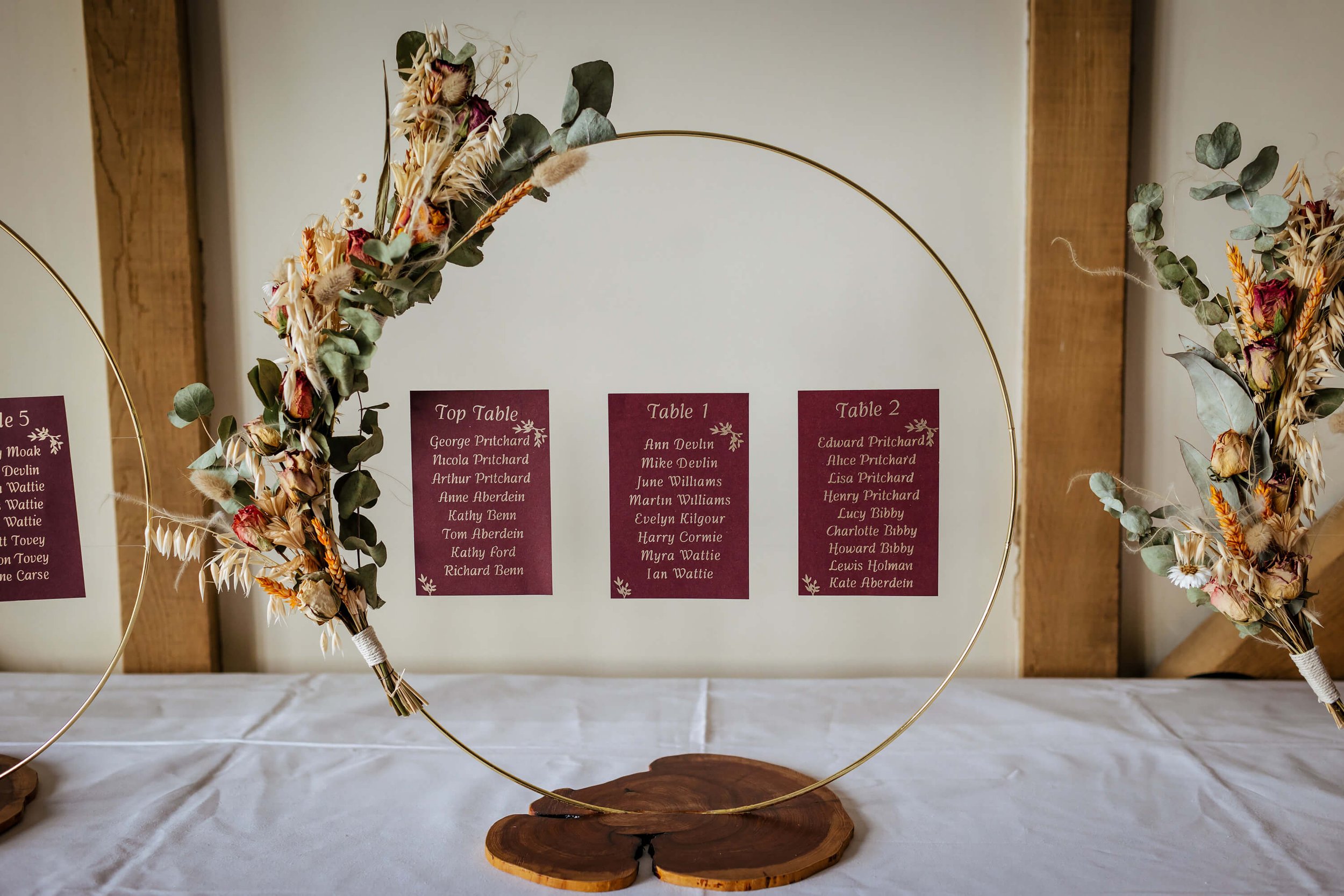 Seating plan at a wedding in York