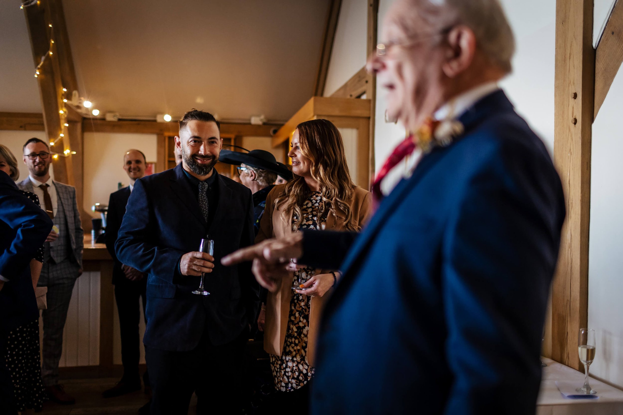 Wedding guests waiting for the ceremony at Sandburn Hall