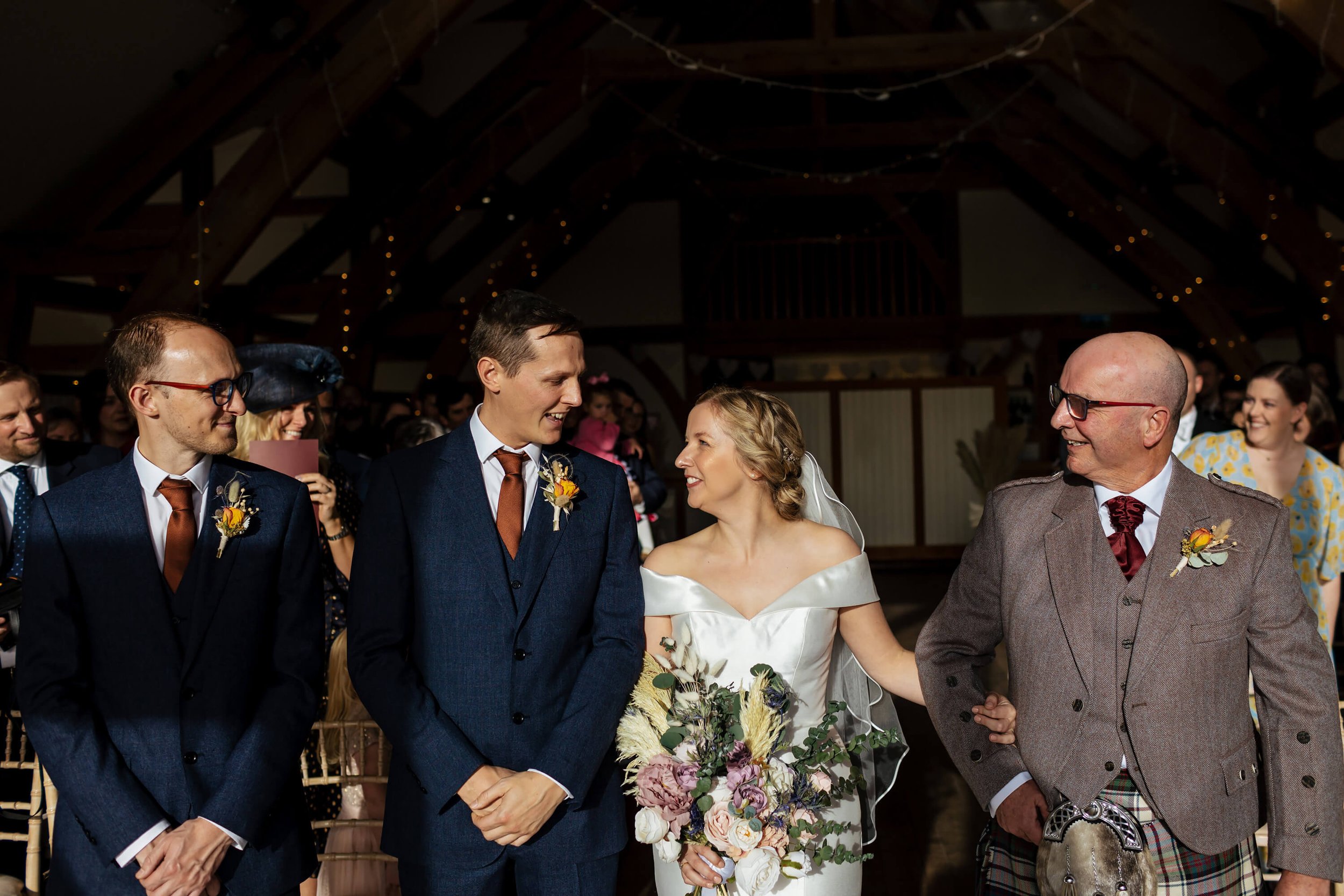 Bride and groom see each other for the first time at the wedding ceremony