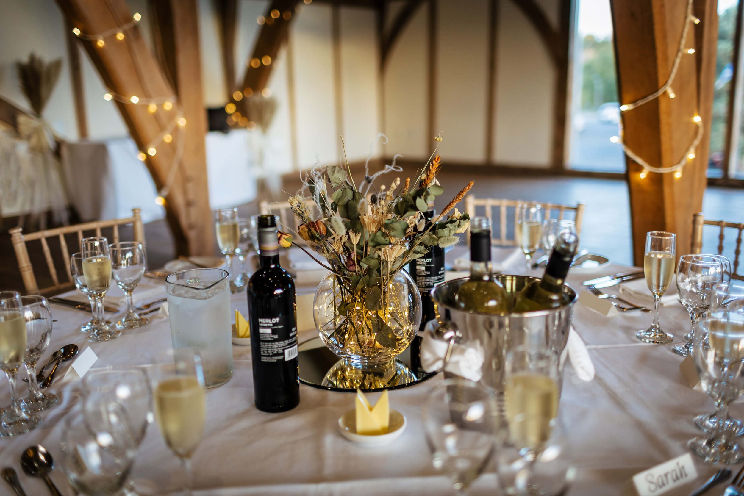 Sandburn Hall wedding table set up 