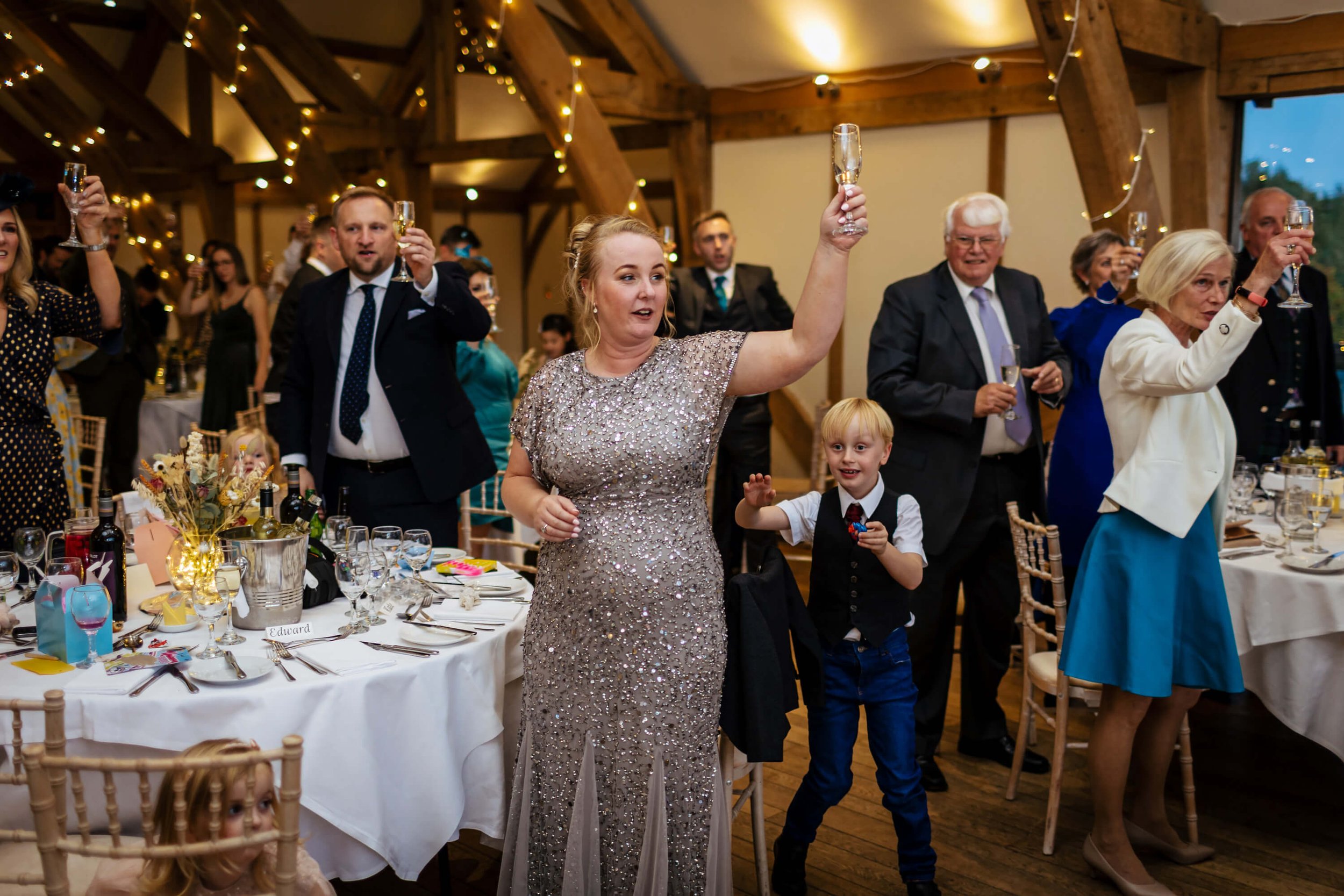 Wedding guests toasting the speeches in York