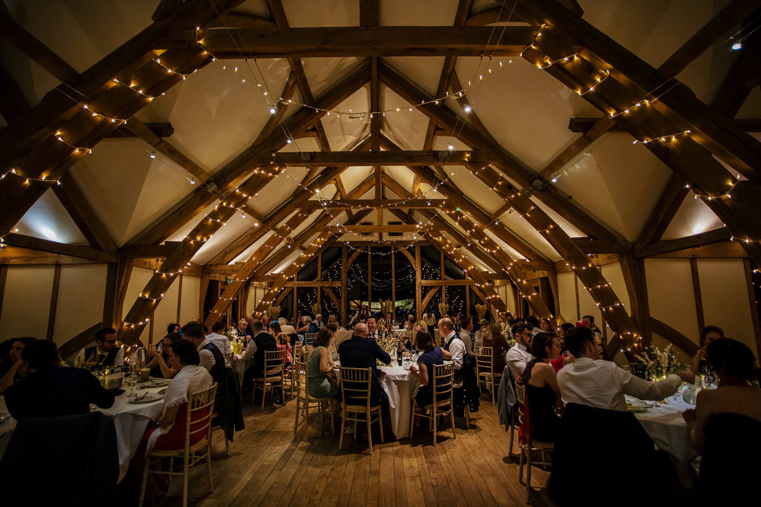 Evening table set up at a Sandburn Hall wedding