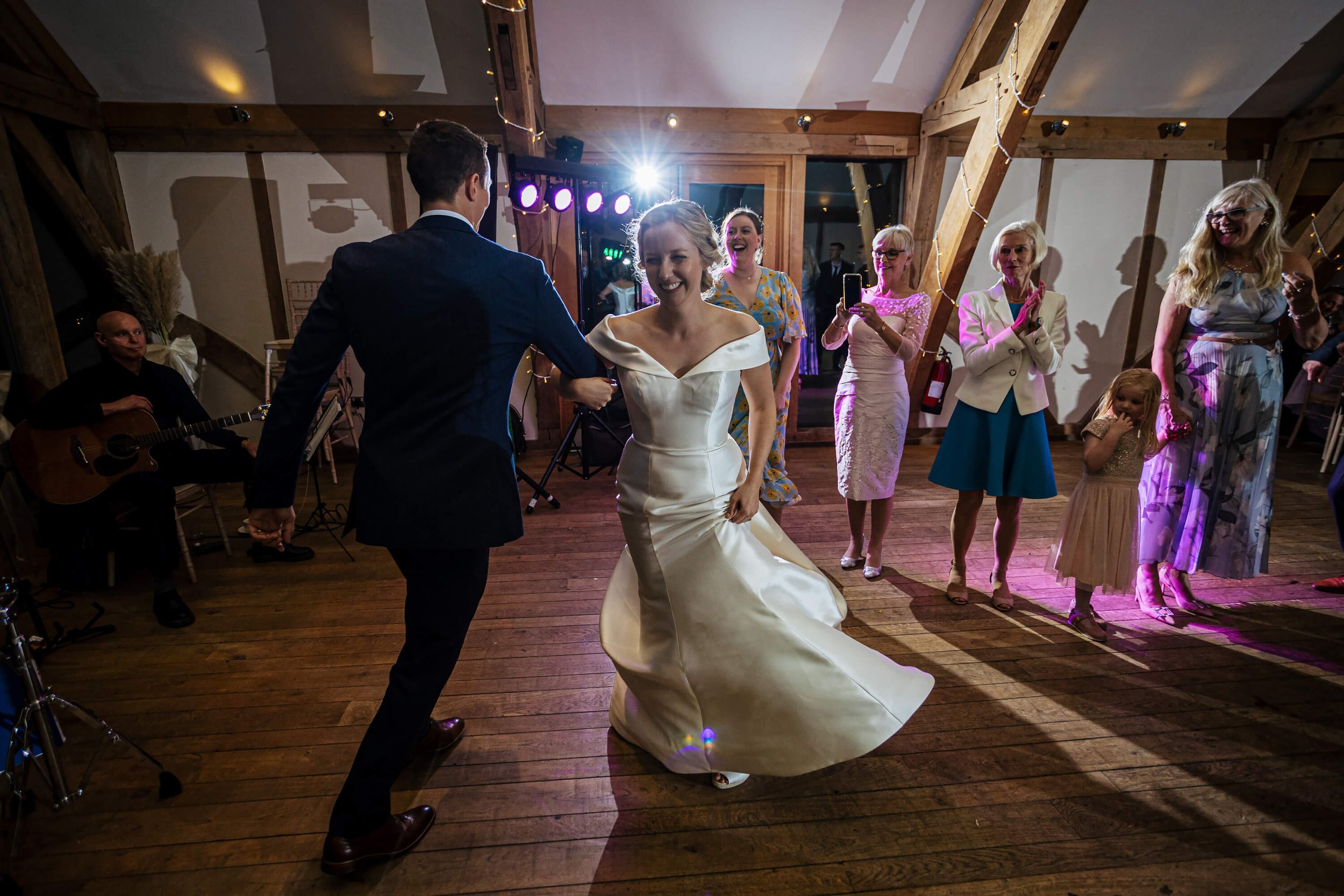 First dance at a ceilidh wedding at Sandburn Hall