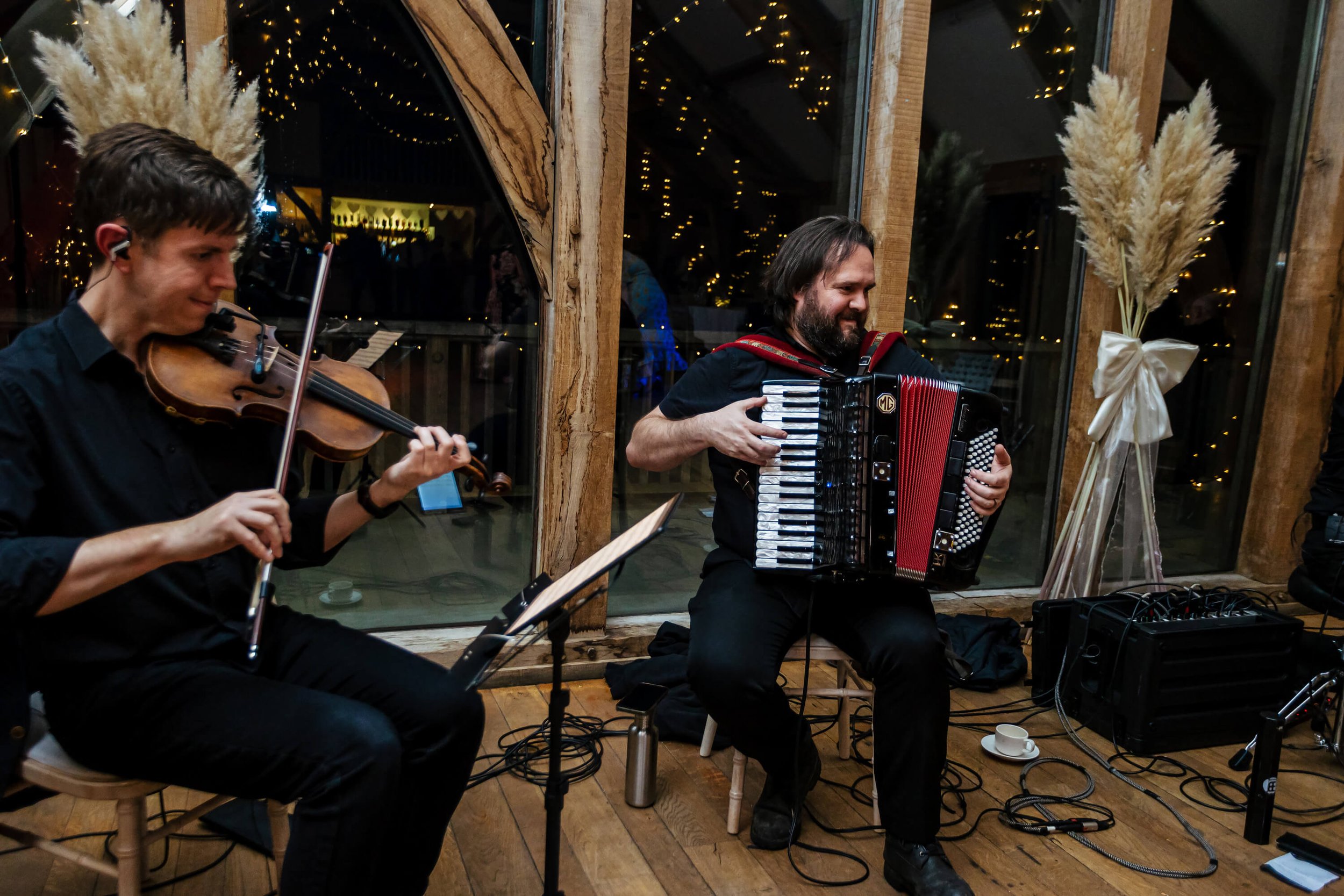 Live ceilidh band performing at a wedding