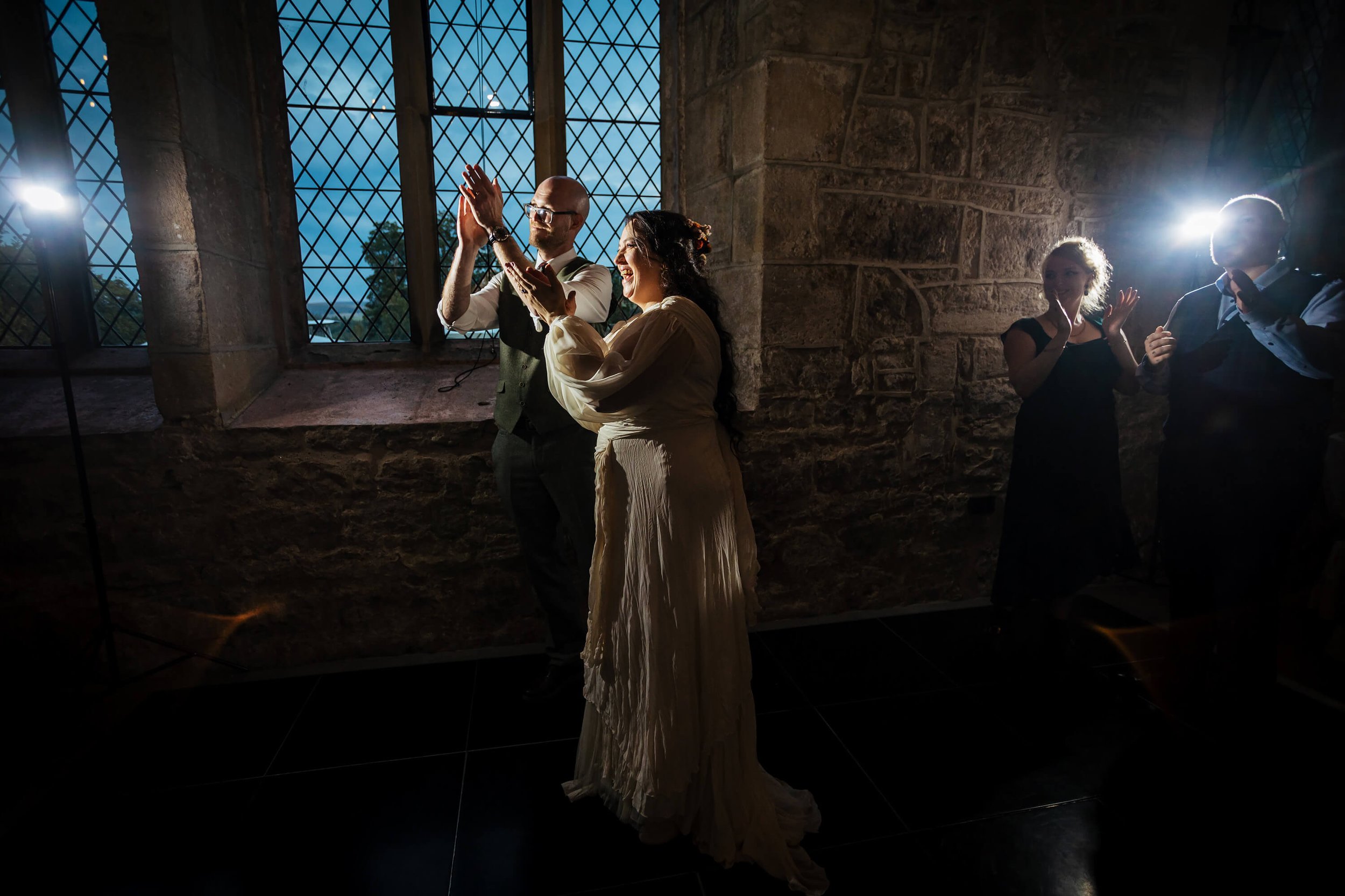 On the dance floor at a Barden Tower wedding