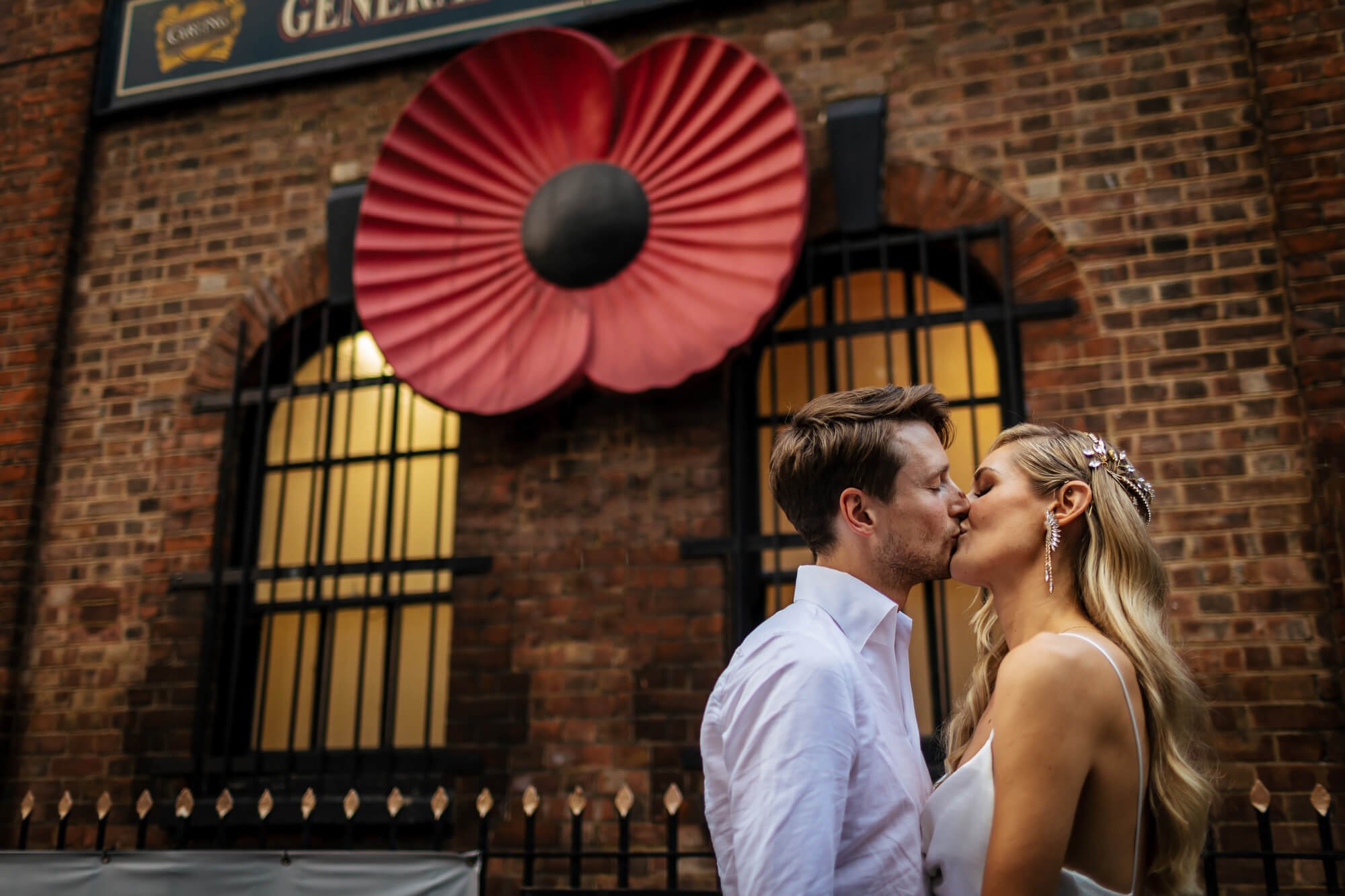 Bride and groom couple portrait outside a MOTH Club wedding