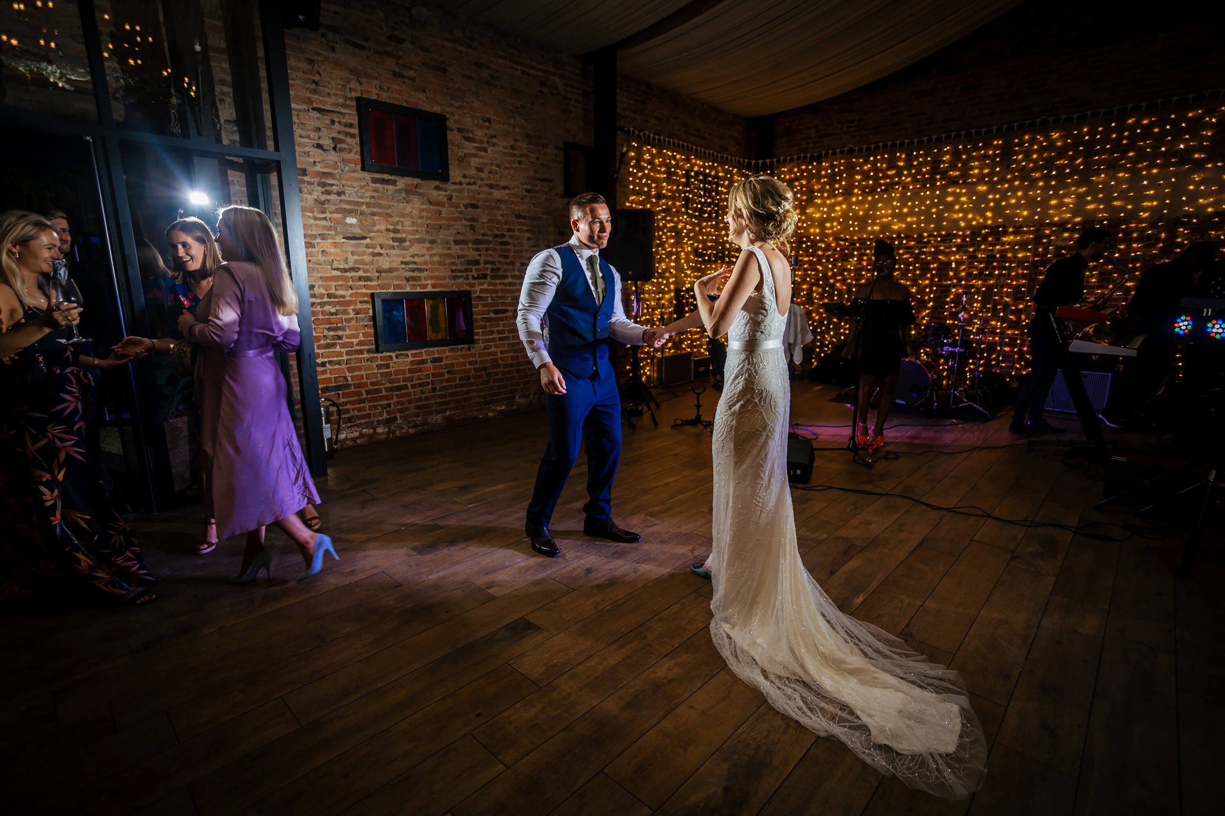 Bride and groom on the dance floor at their wedding