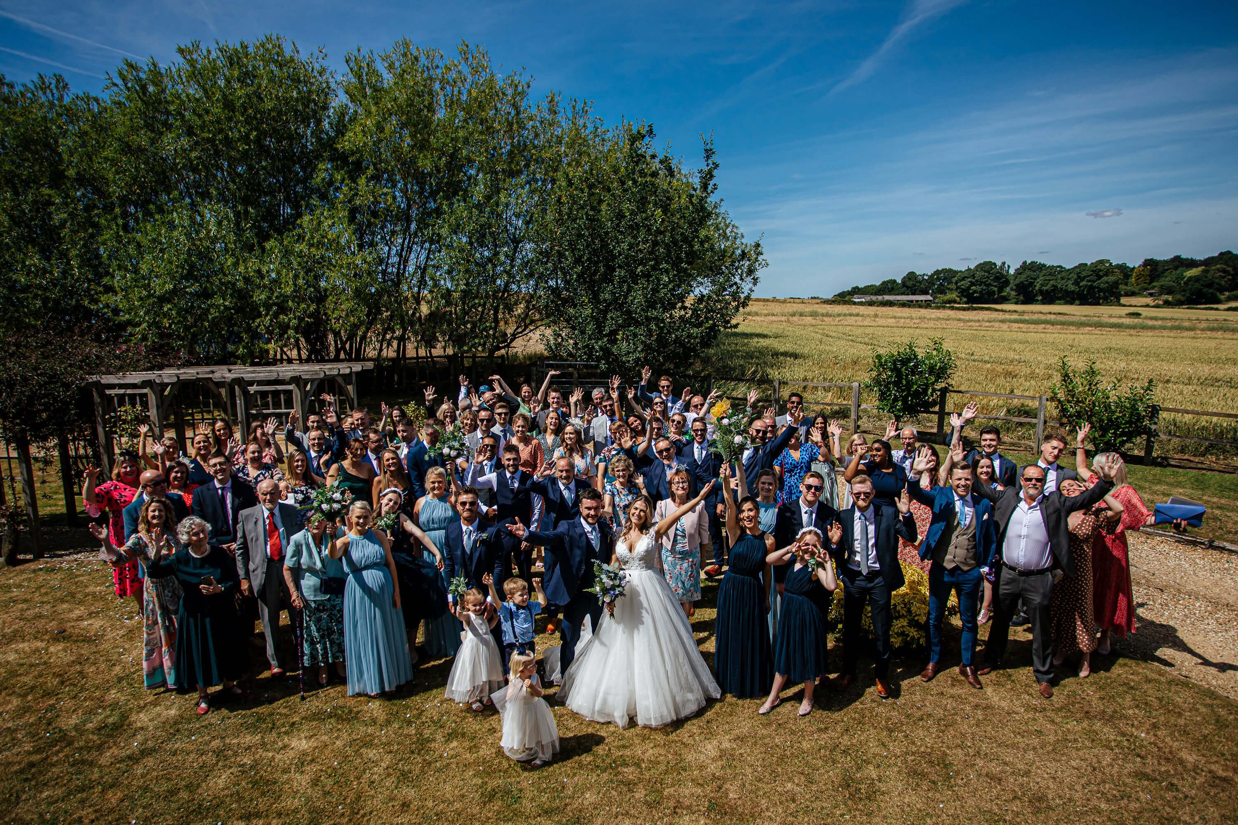 Full group photo at a Swancar Farm wedding