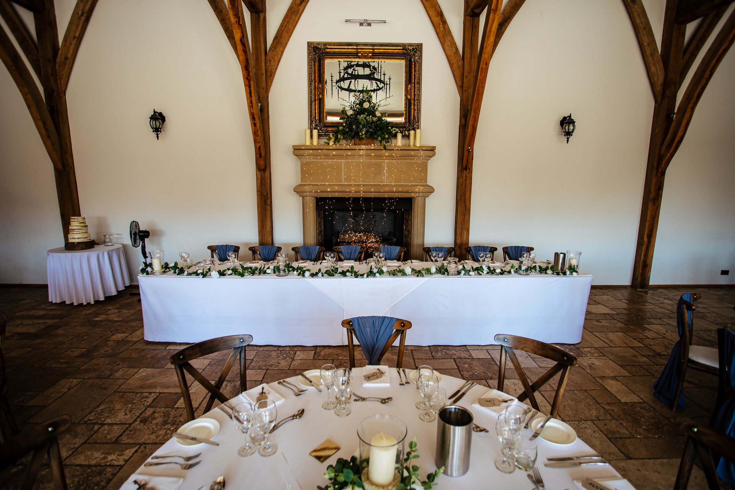 The top table decorated at a wedding breakfast