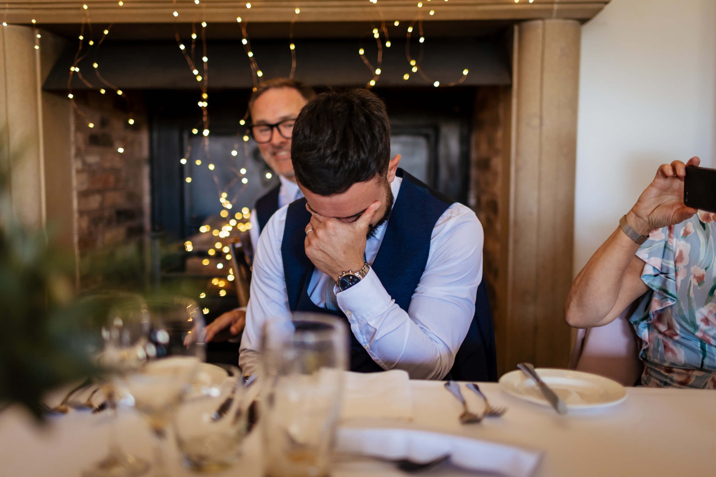 Groom getting emotional during the wedding speeches