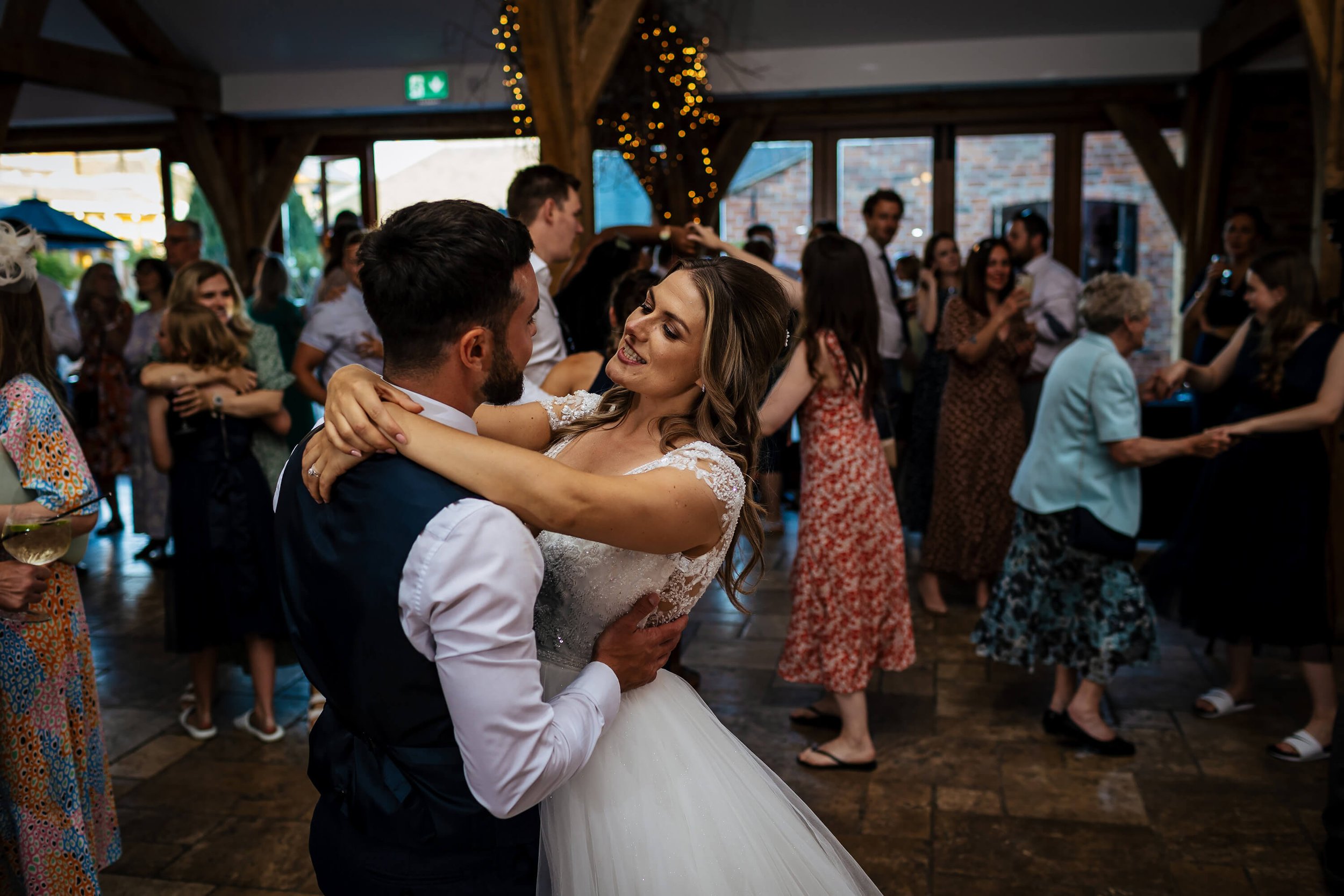 The dance floor at a Swancar Farm wedding