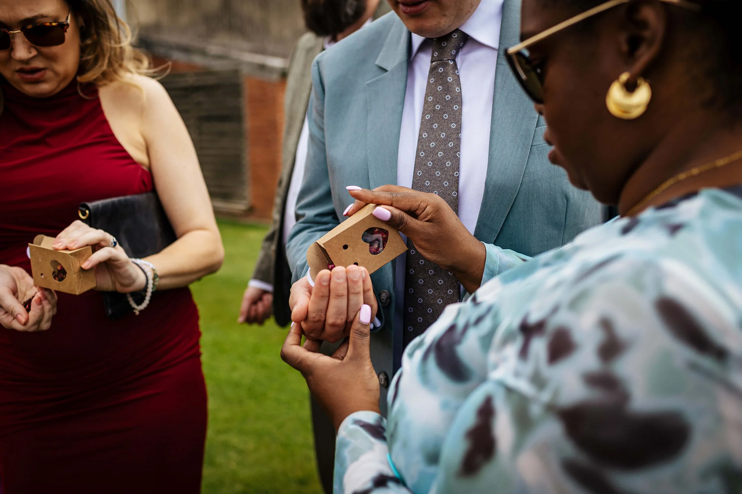 Guests handing out confetti to throw