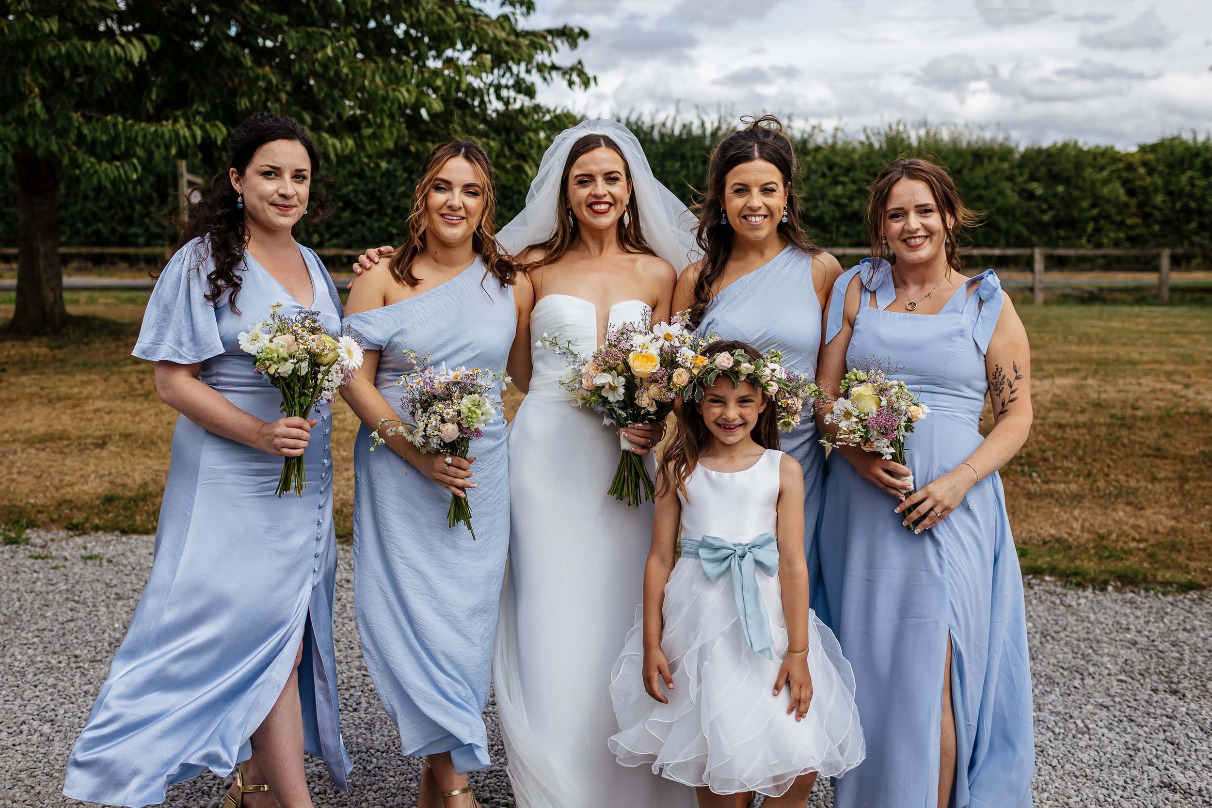 Bridesmaids group photo at a wedding