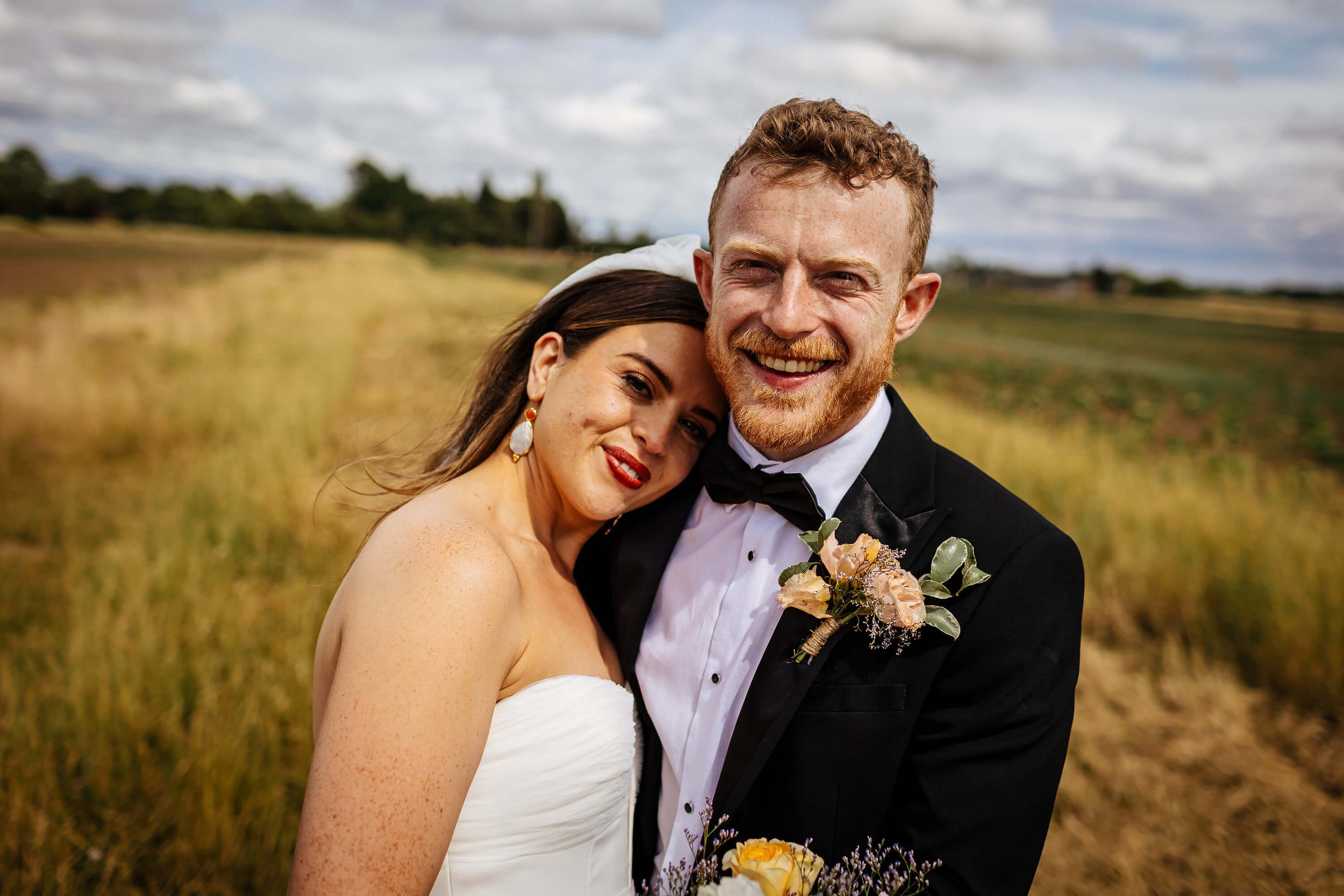 Bride and groom portrait in the Yorkshire countryside