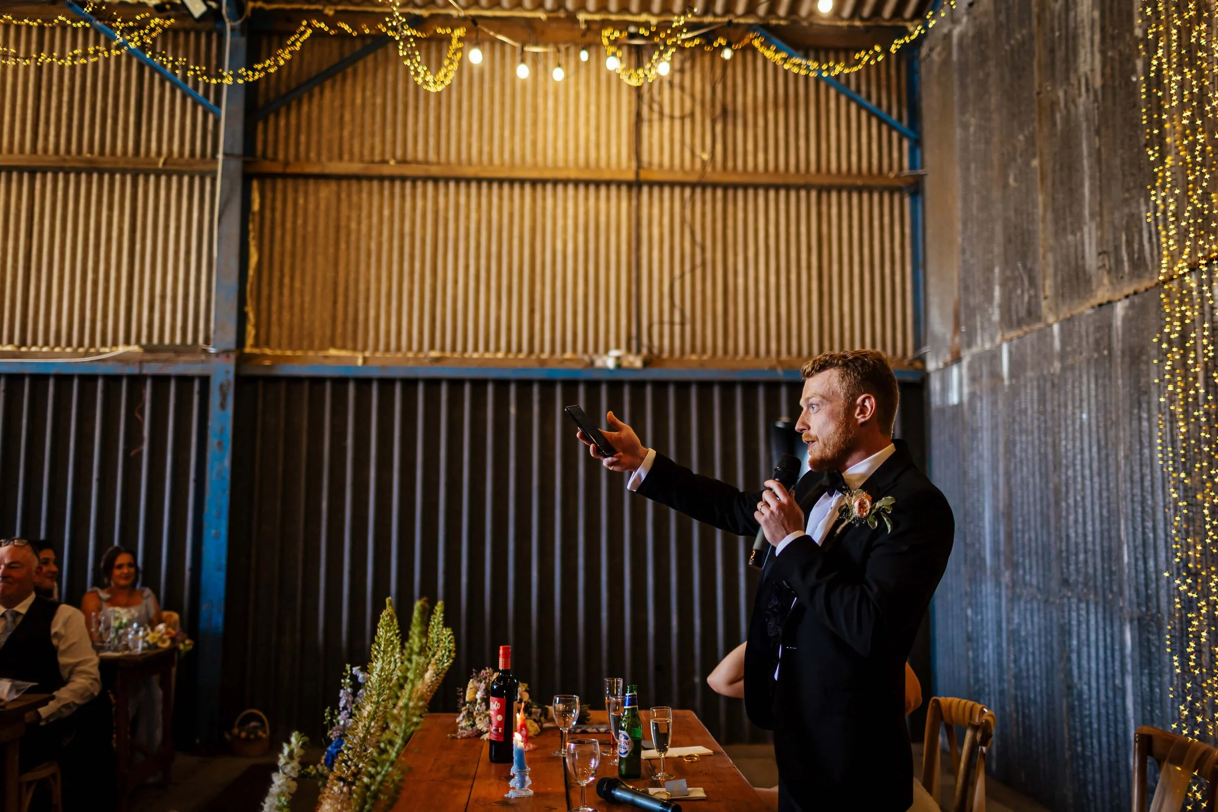 Groom performs his speech at the wedding