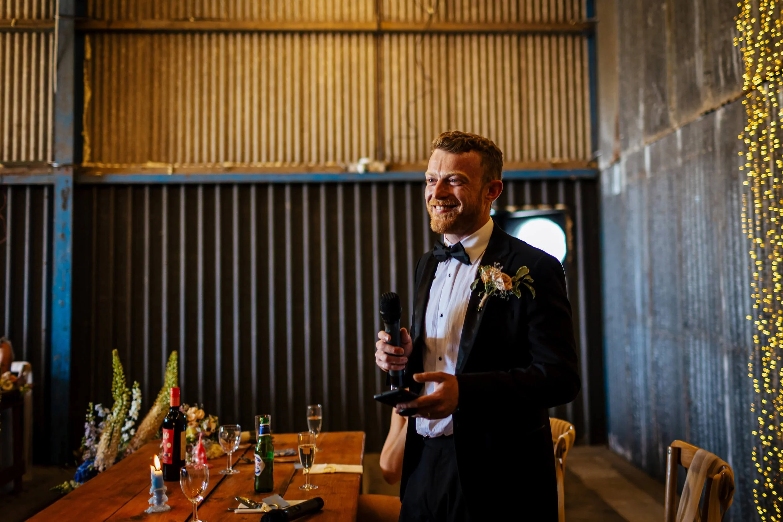 A nervous groom doing his wedding speech