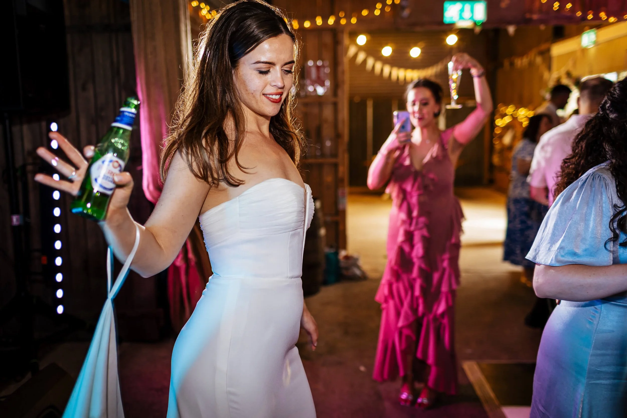 Bride on the dance floor at her wedding in Yorkshire