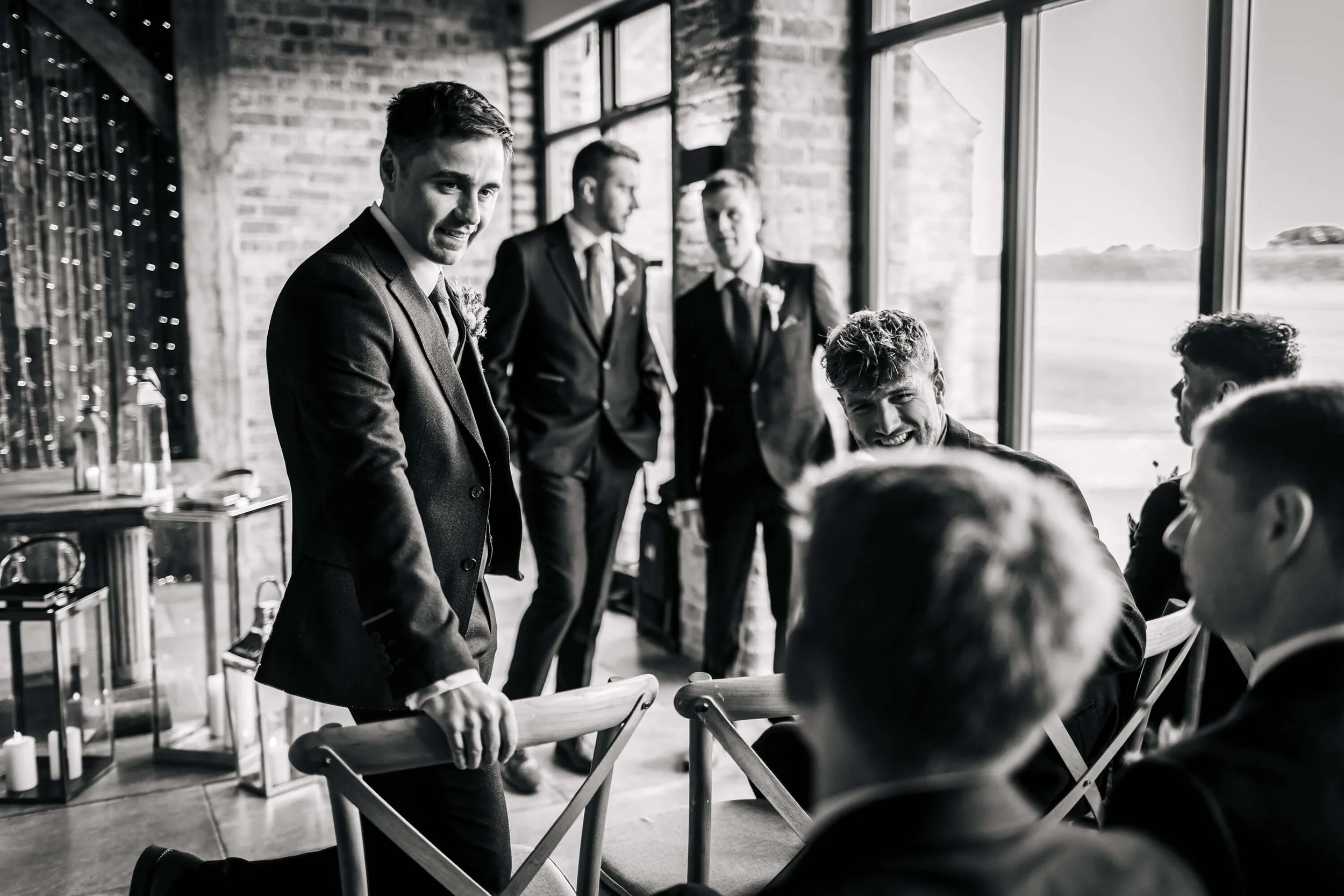 Groom at the ceremony awaits the arrival of the bride