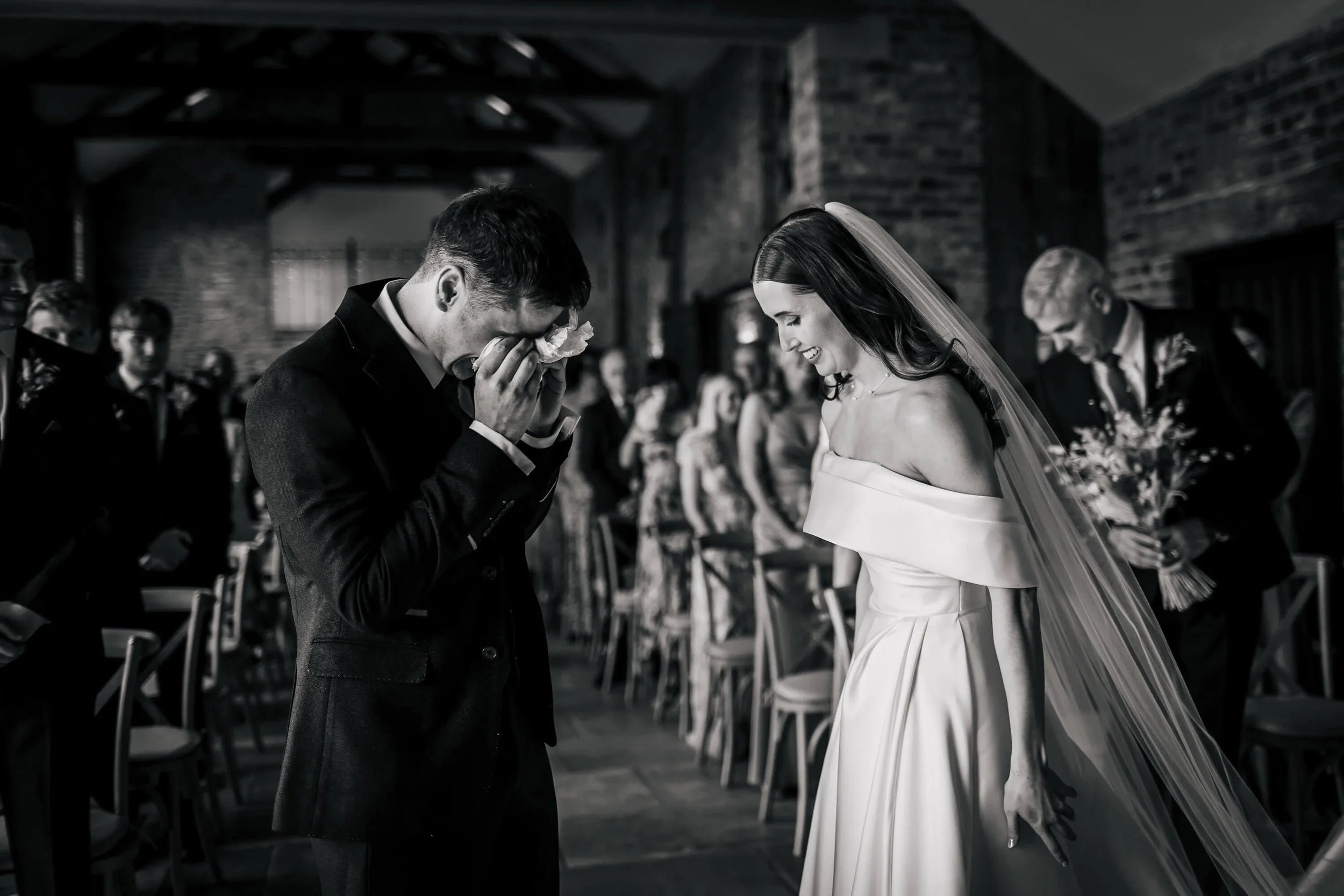 Groom getting emotional during his wedding ceremony