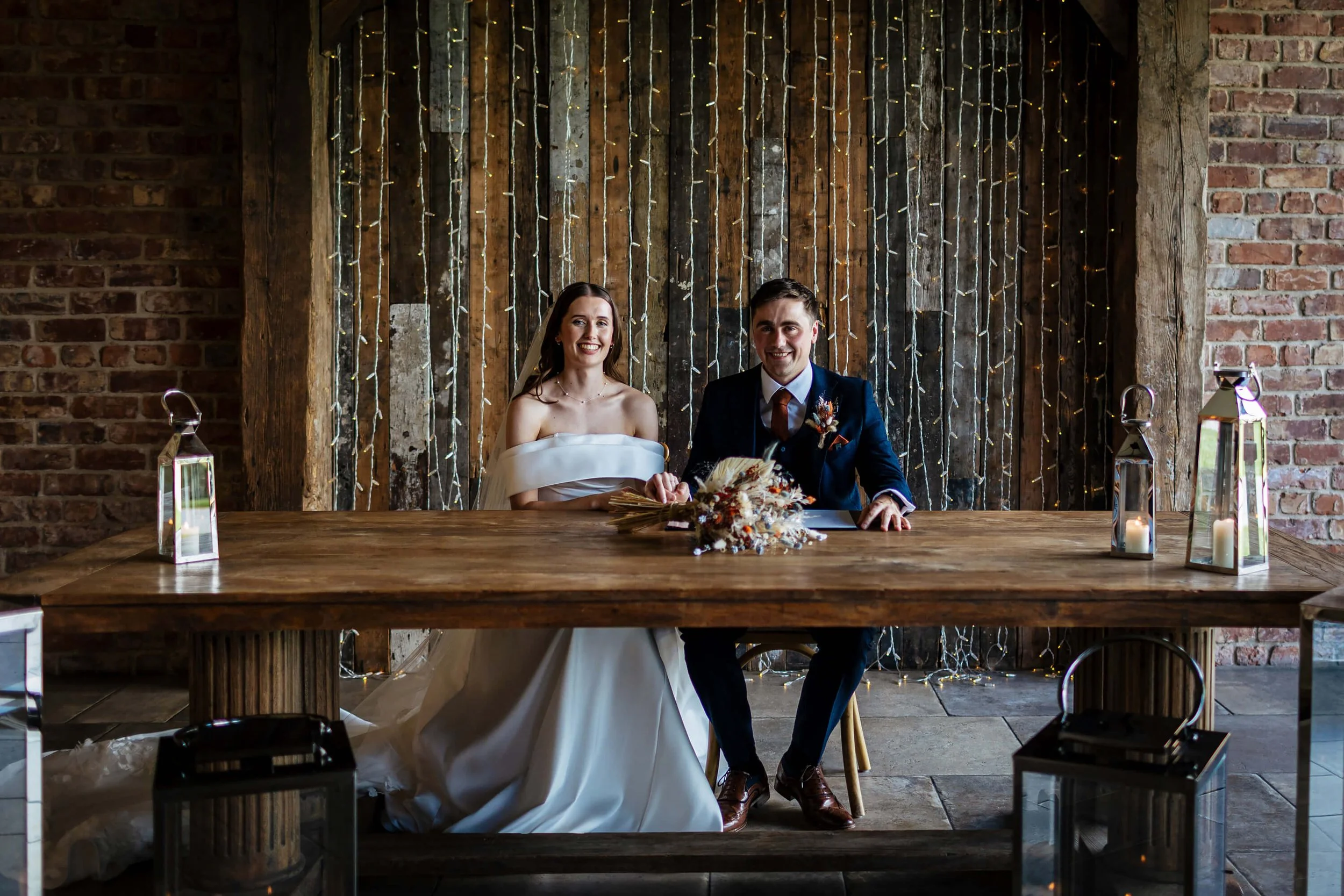 Signing of the wedding register at Thirsk Lodge Barns