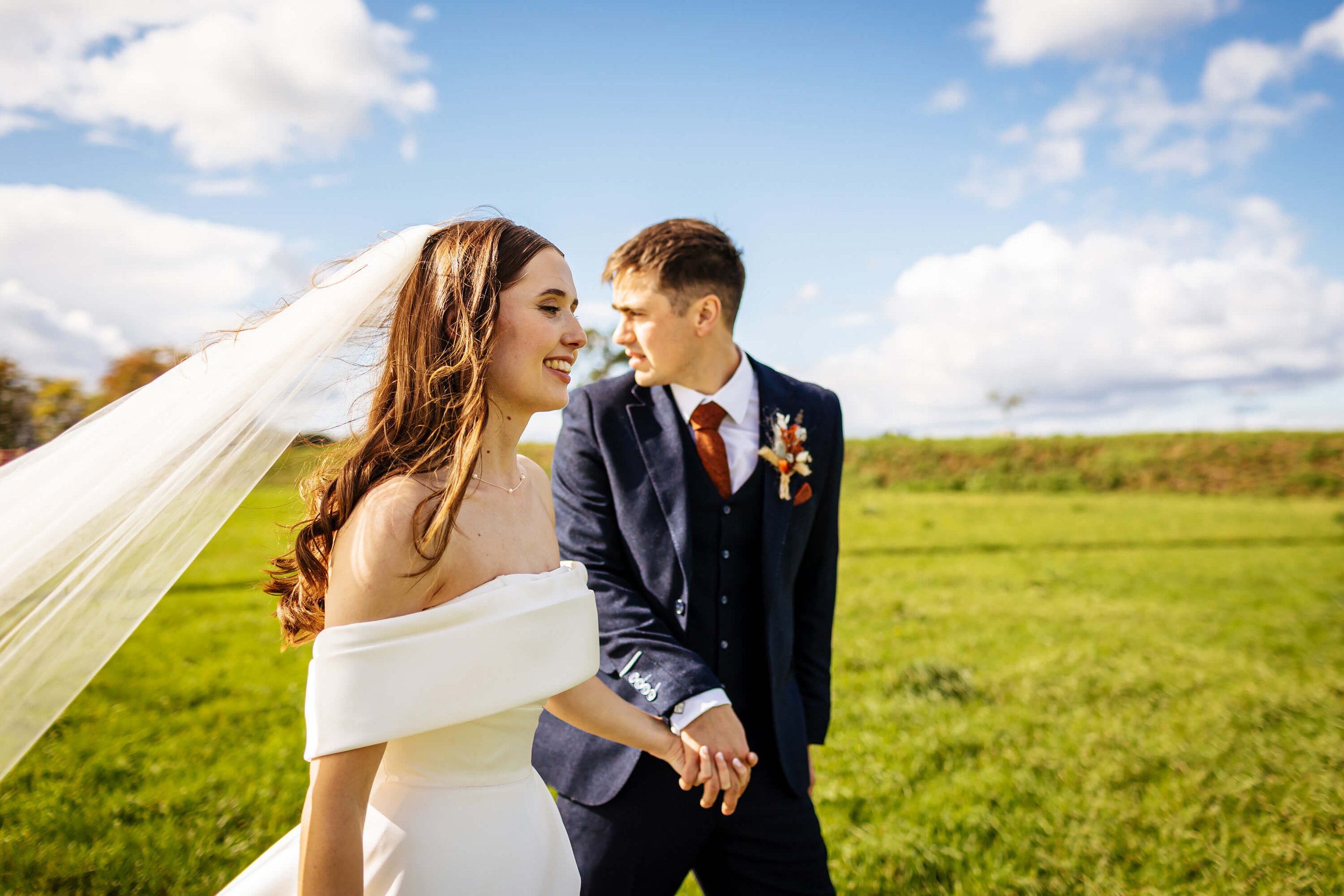 Newlywed couple at their wedding in Yorkshire