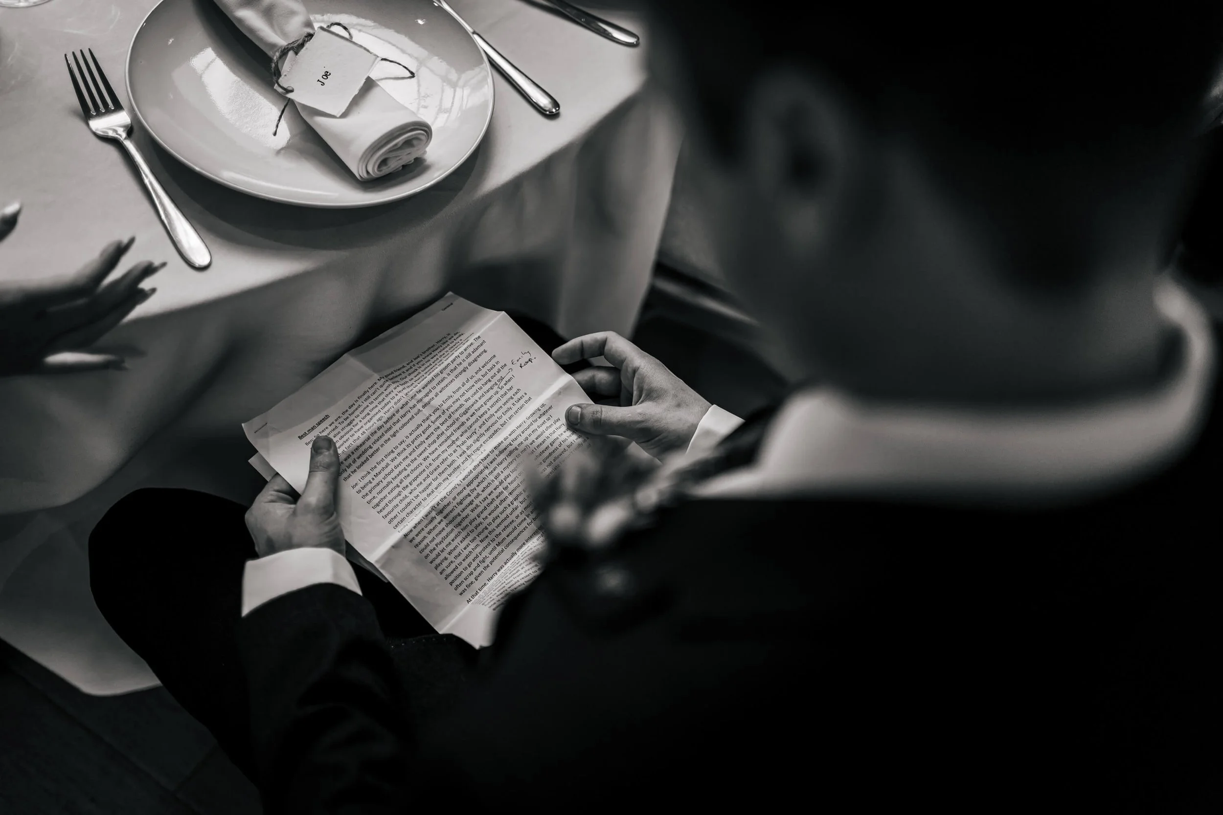 Best man looking over his wedding speech in Yorkshire