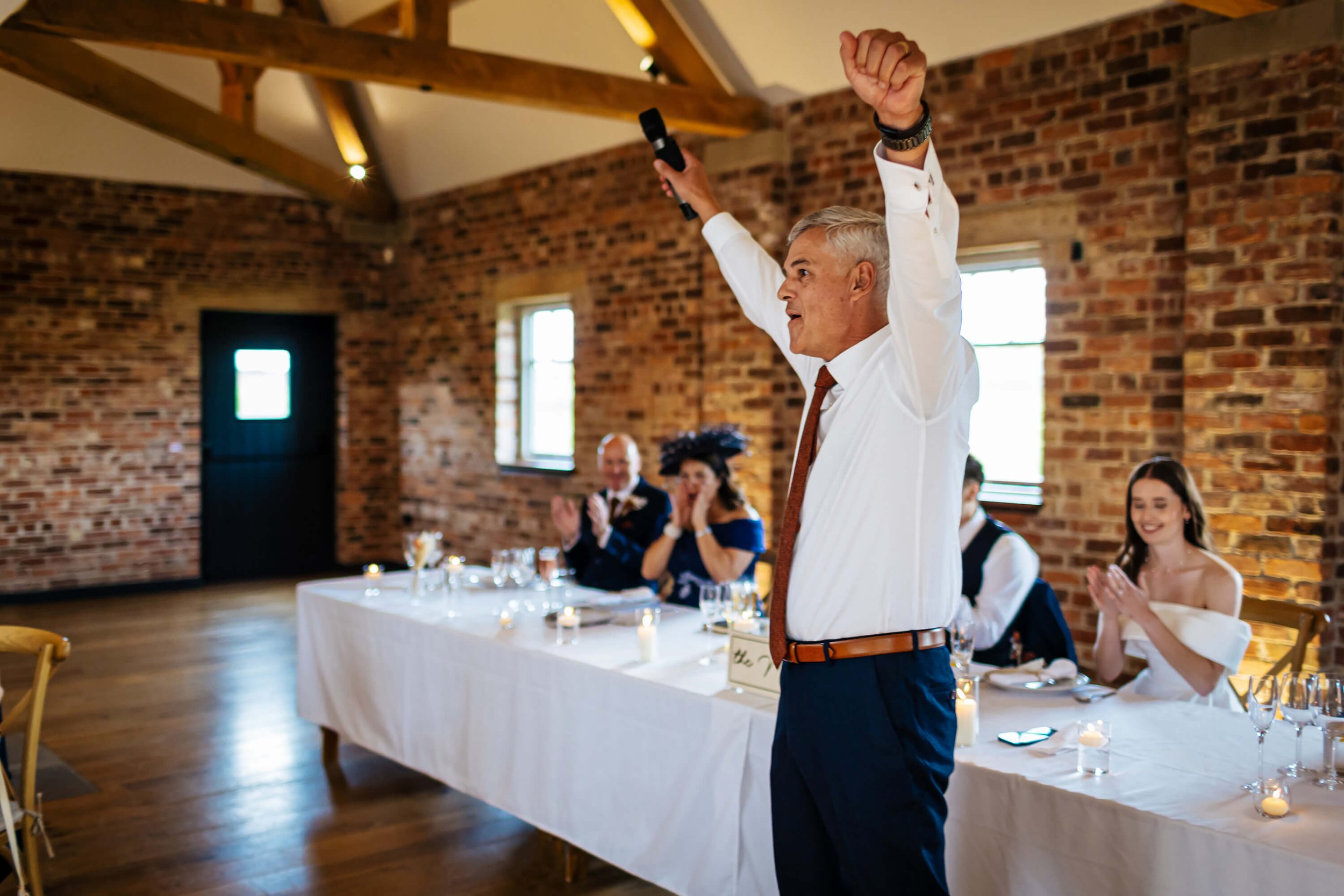 Father of the bride performing his wedding speech