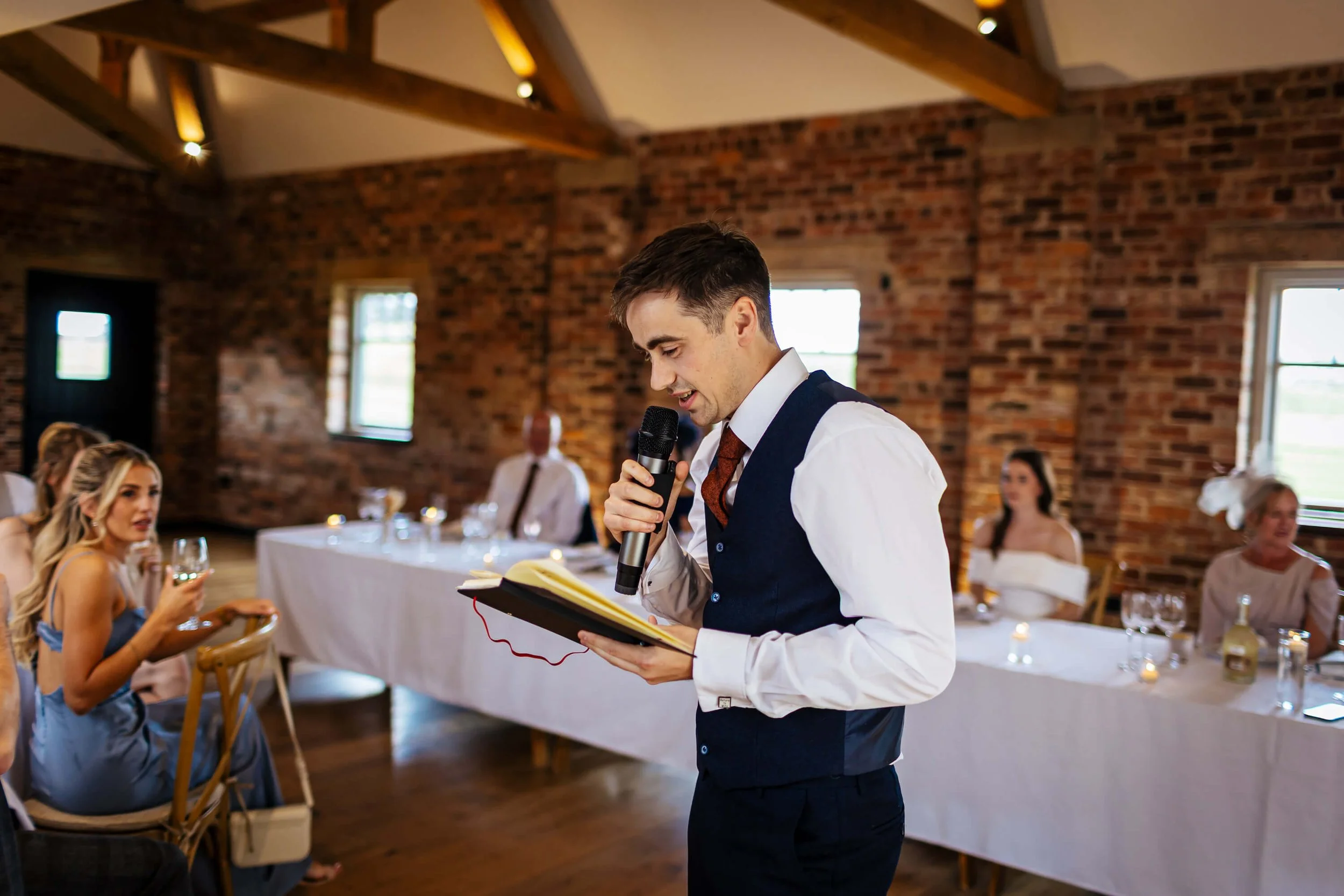 Groom performs his wedding speech at Thirsk Lodge Barns