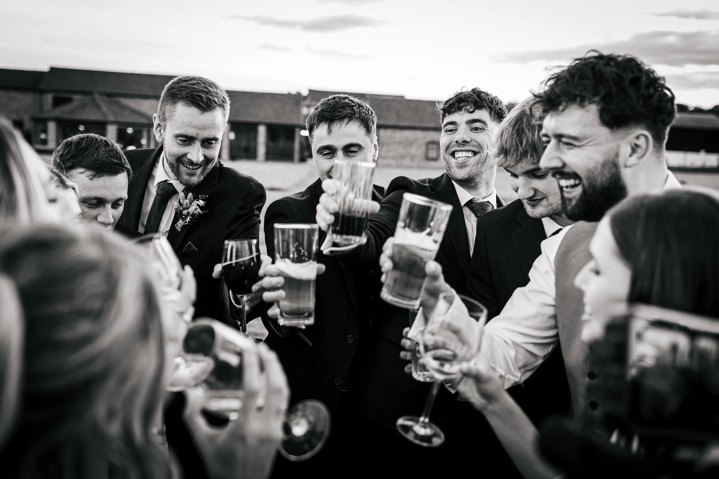 Cheers at a wedding day in Yorkshire