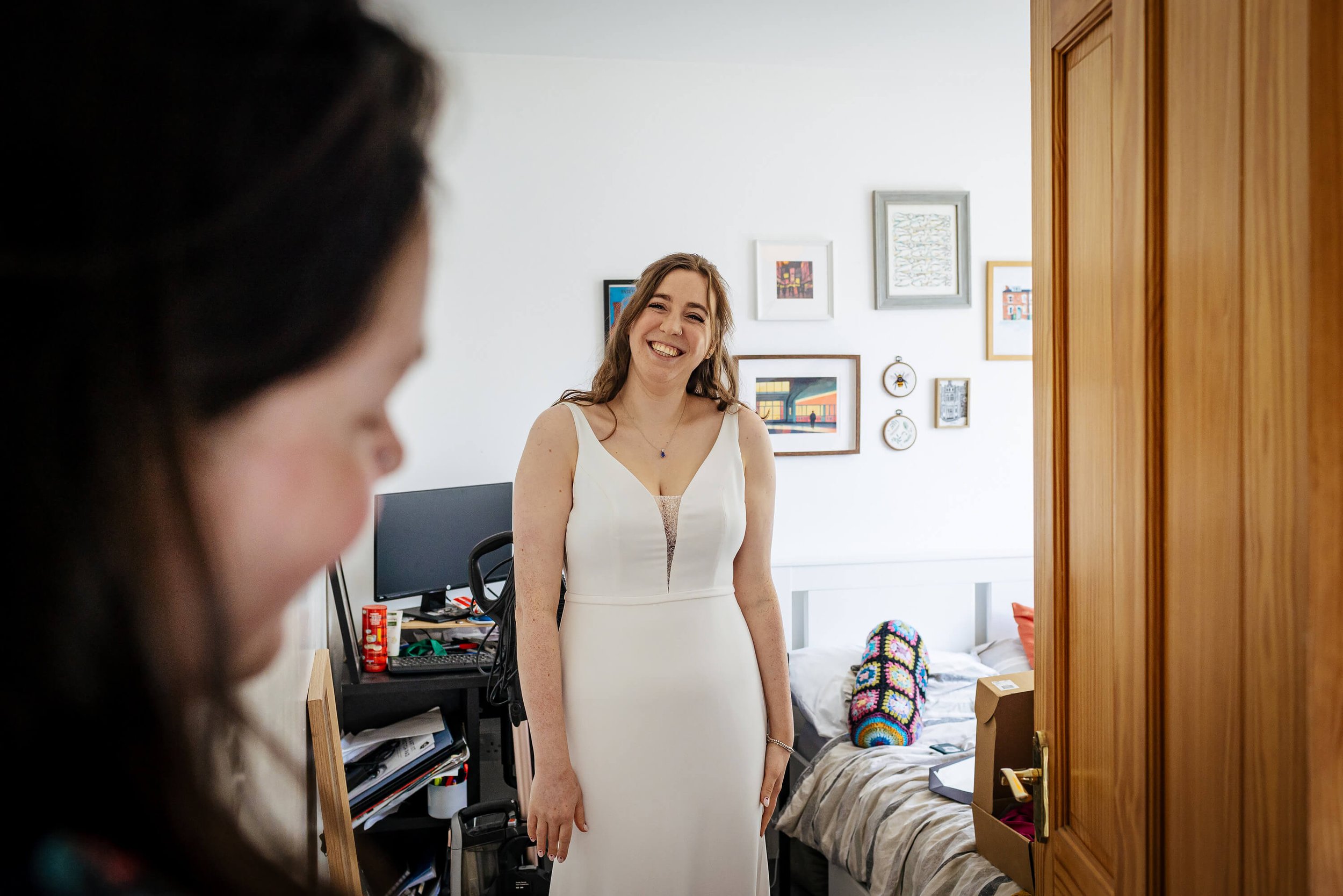 Bride getting ready on her wedding morning in Leeds