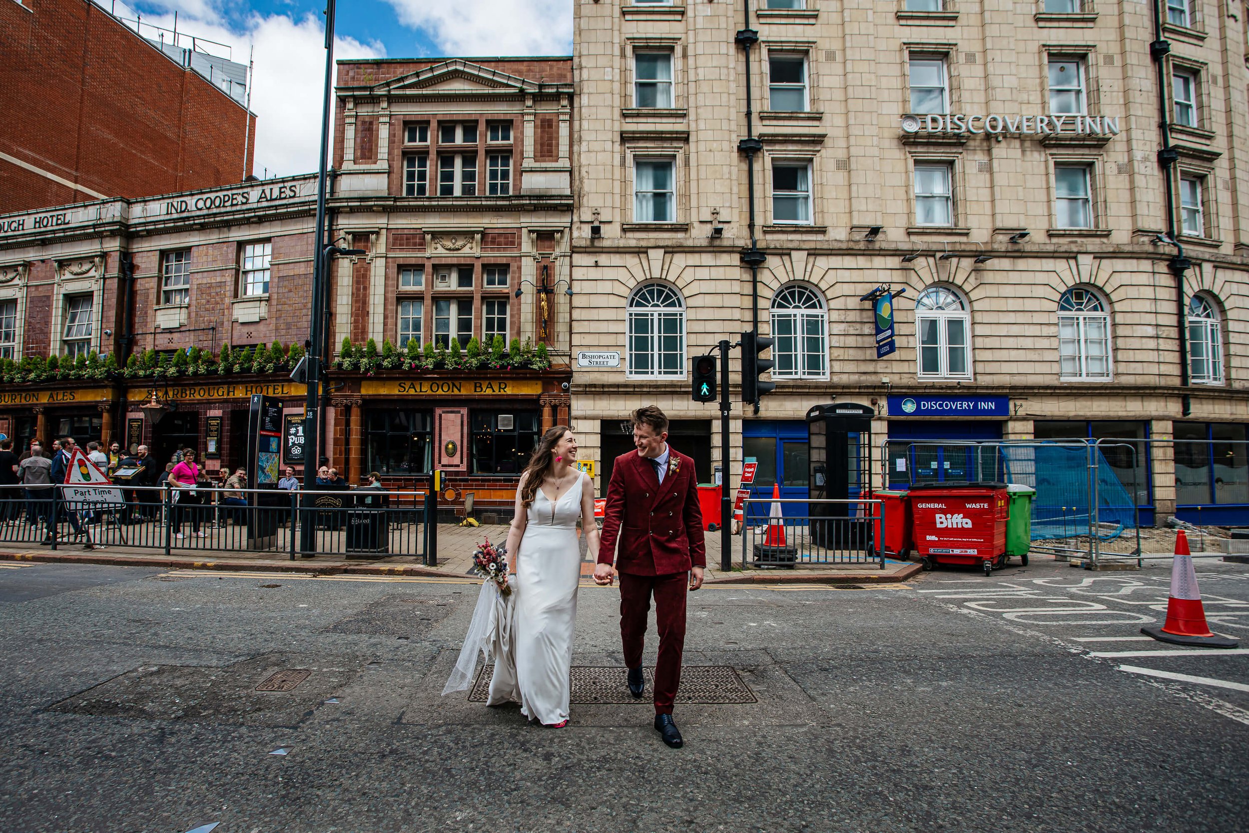 Wedding portrait in Leeds city centre
