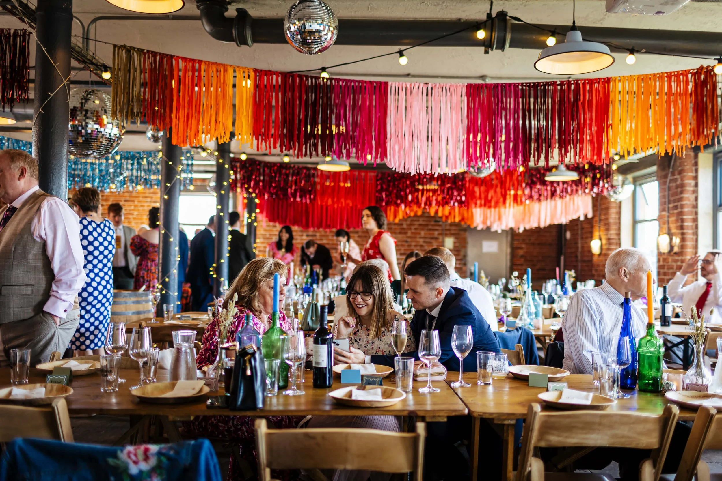 Wedding decorations at Northern Monk Refectory Leeds