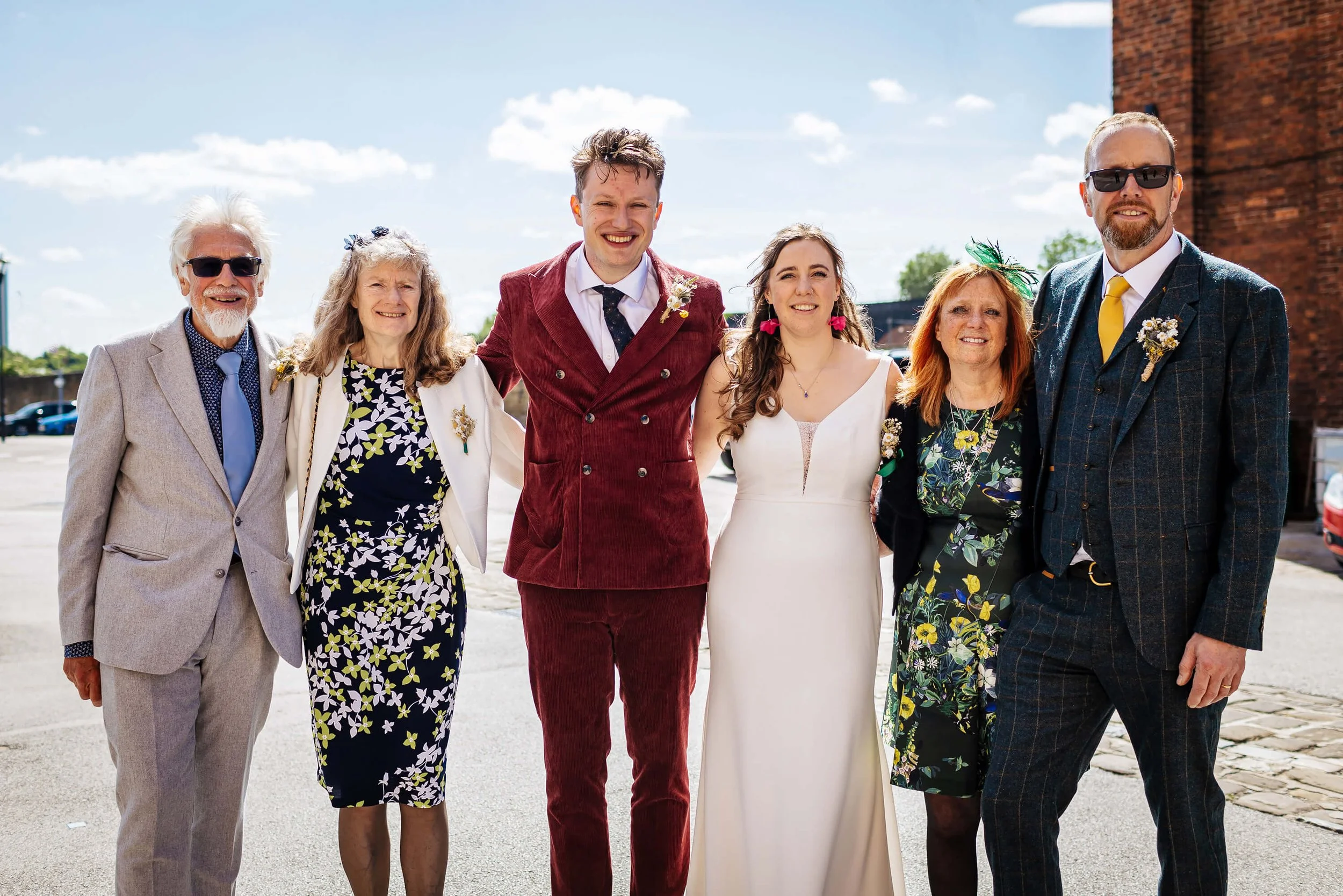 Family photo at a wedding in Leeds