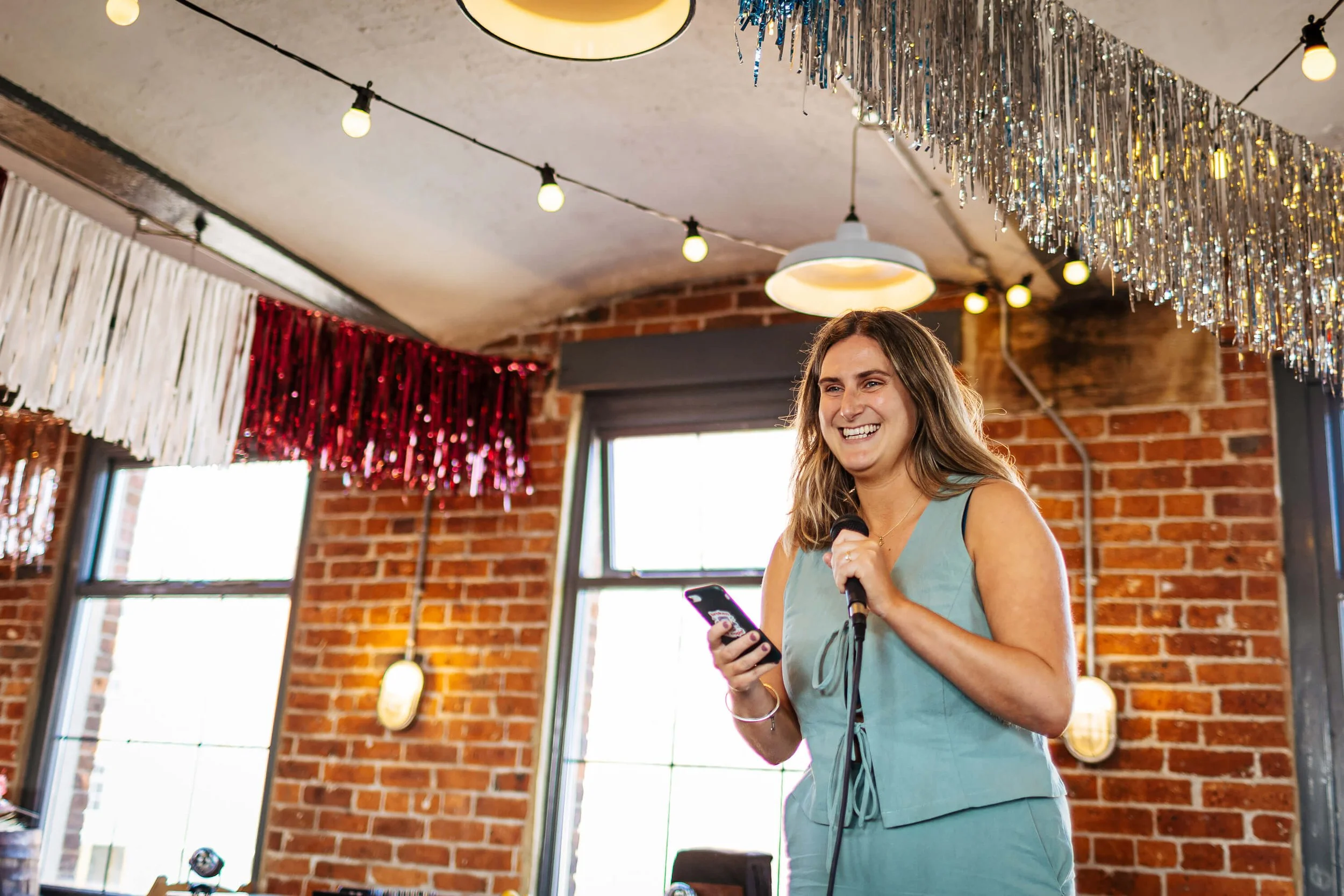 Maid of honour performs her speech at a wedding in Leeds