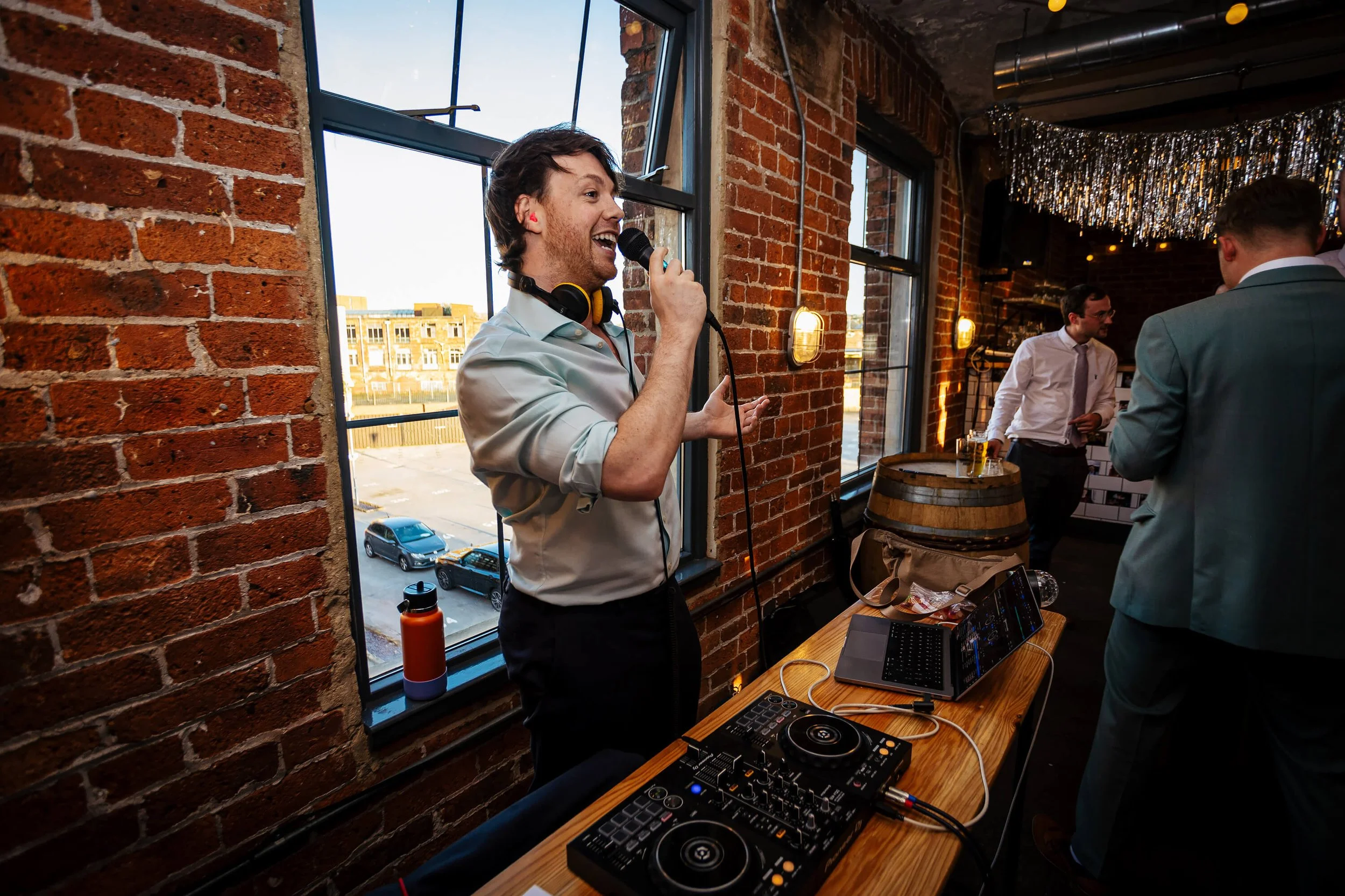 Wedding DJ playing tunes at Northern Monk Refectory