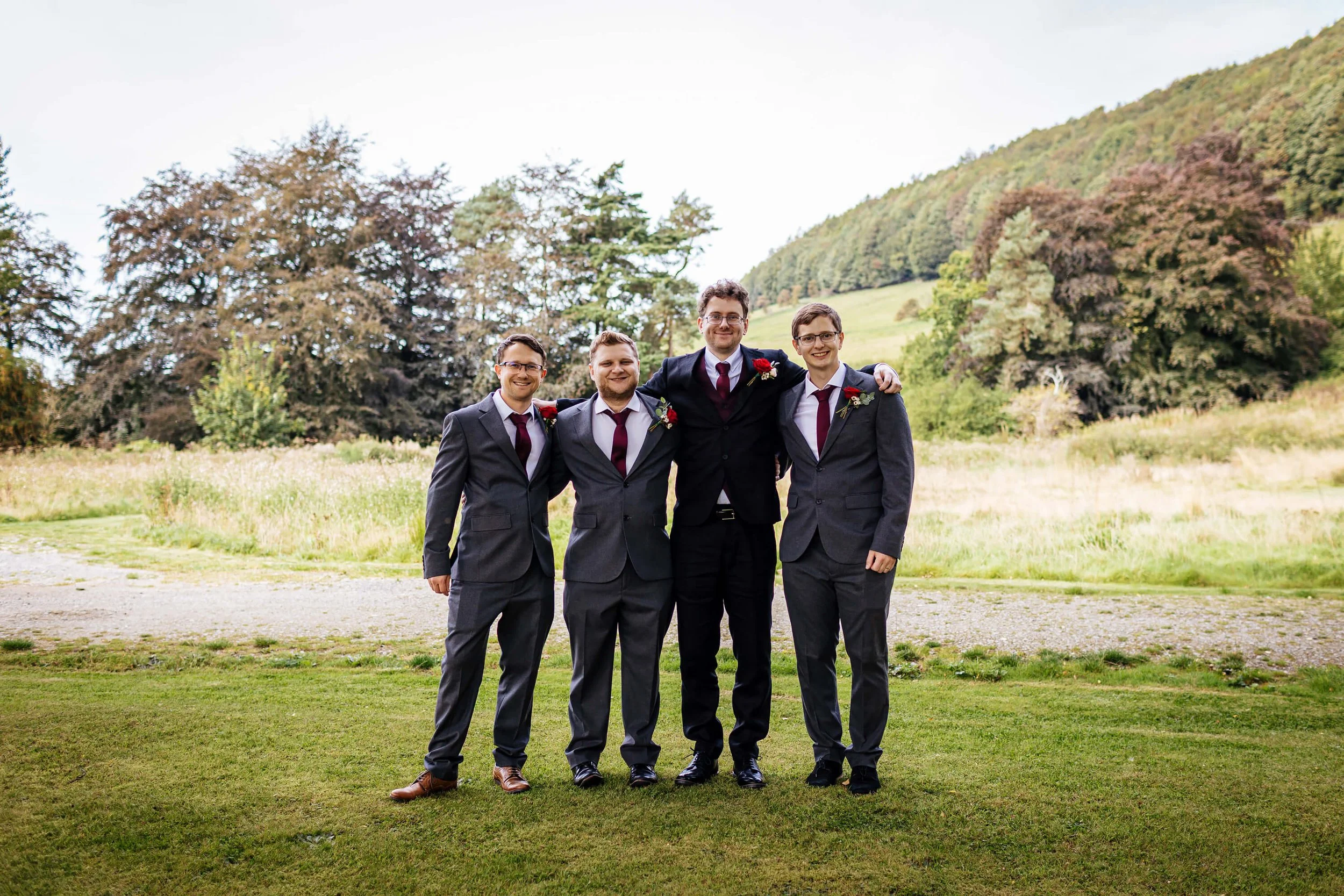 Groom and groomsmen at a Hackness Grange wedding
