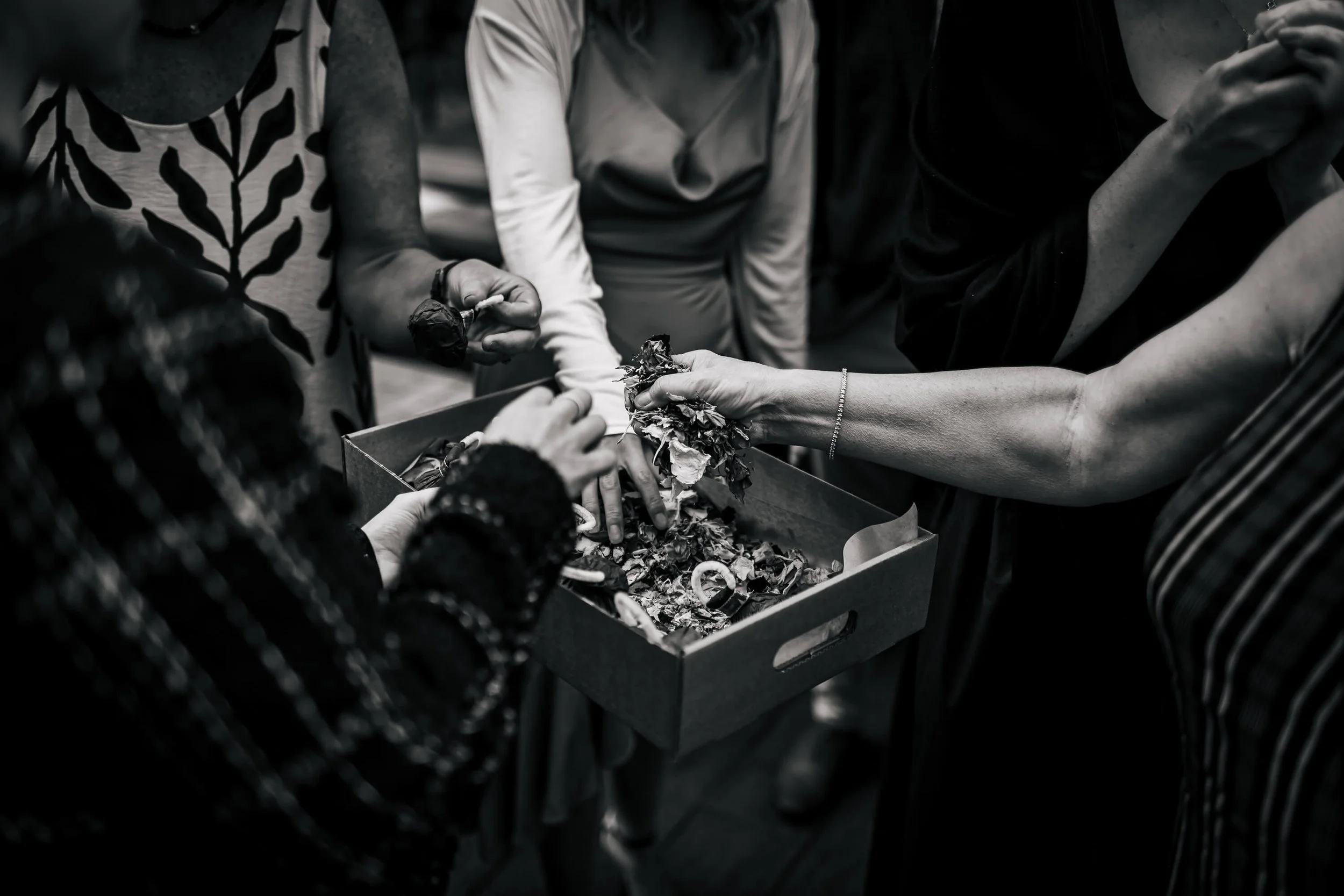 Guests grab the confetti ready to throw
