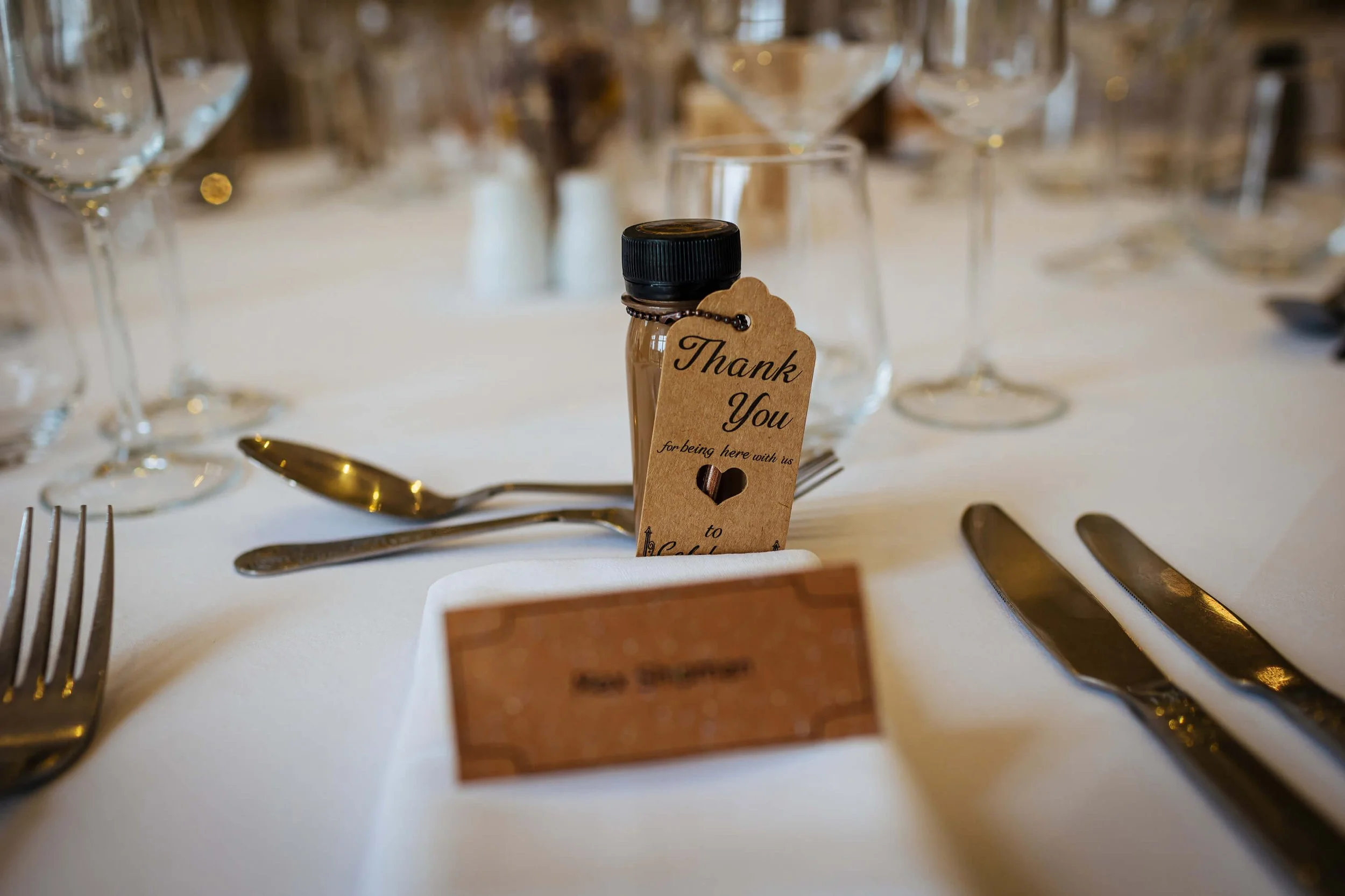 Table details at a wedding at Hackness Grange