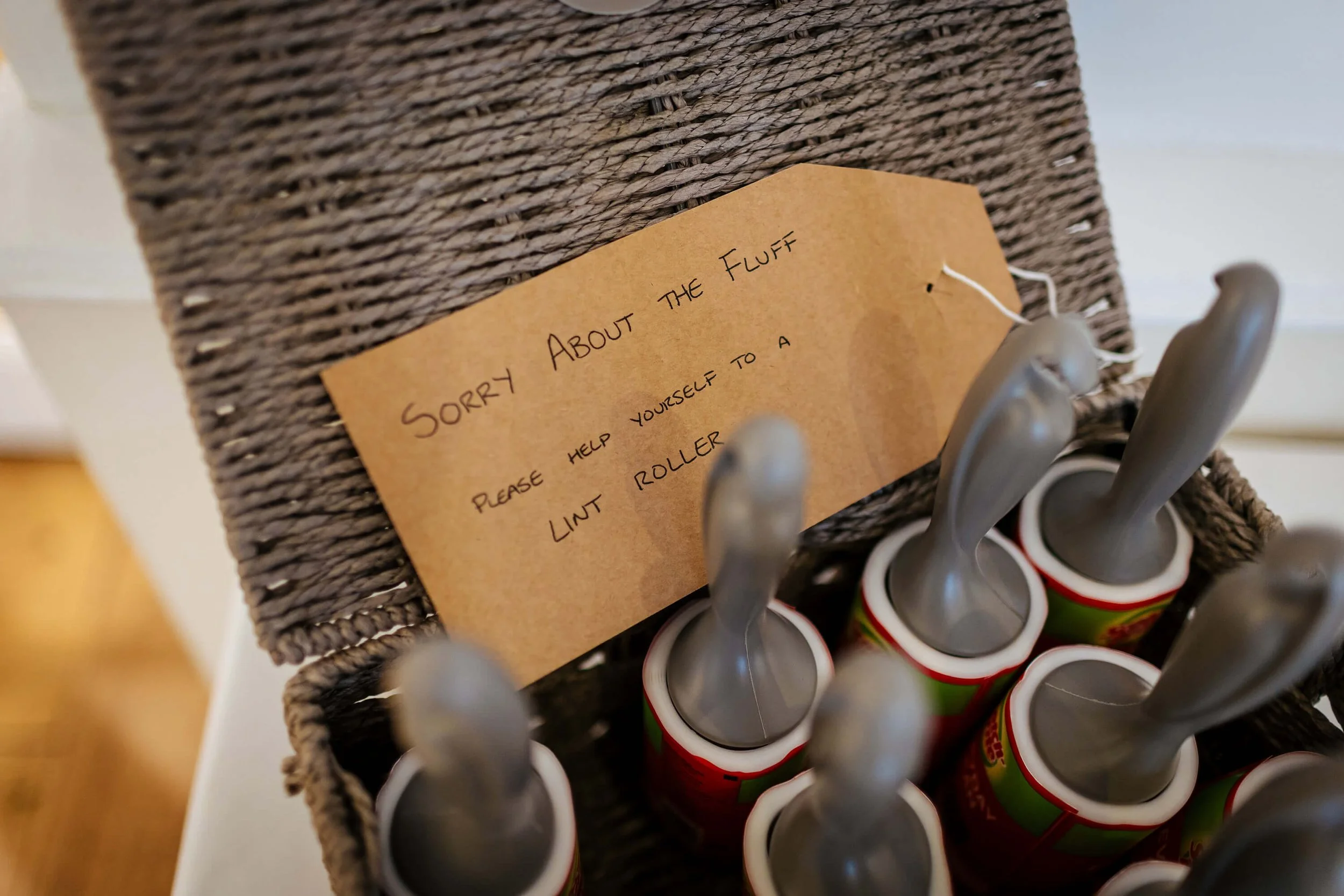 Lint rollers to remove the dog fluff at a wedding