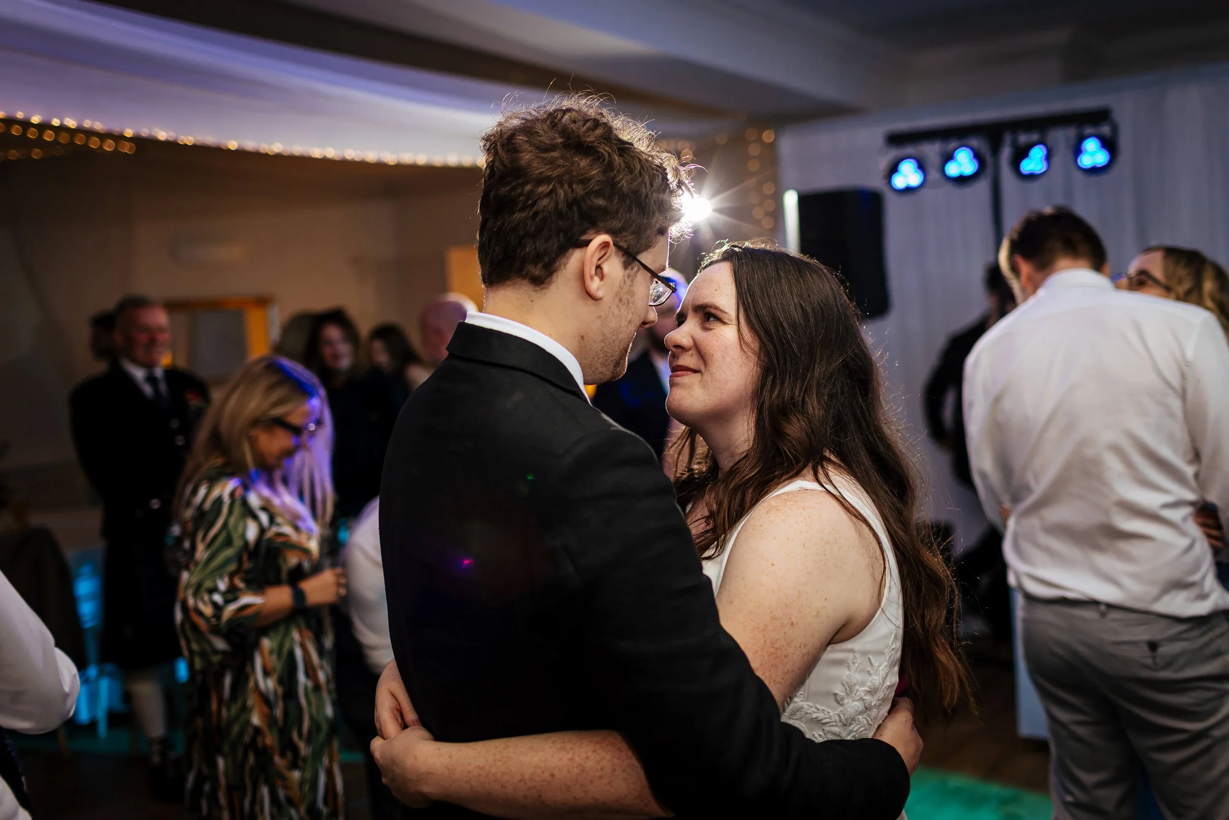 Bride and groom on the dance floor at their wedding