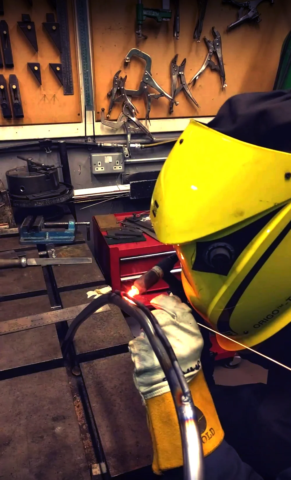 In order to keep the seat stable from rotating around the frame, a smaller, secondary rod was welded onto the main frame. This was inspired by keyway holes that keep gears attached to rods